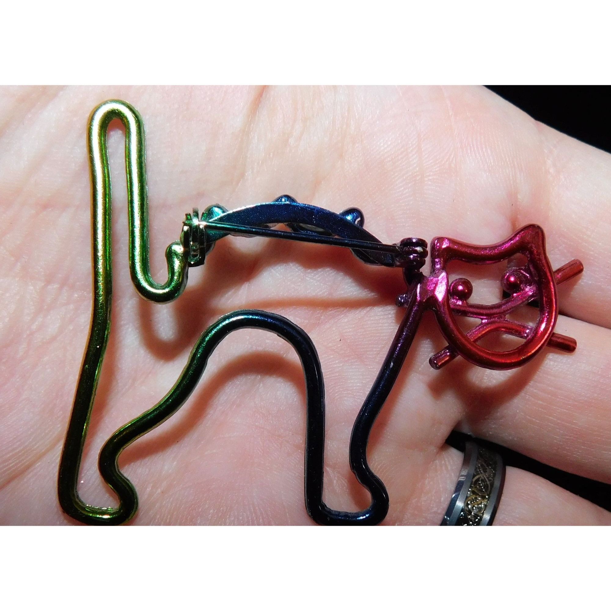 Other Vintage Rainbow Anodized Wire Cat Brooch Size ONE SIZE - 2 Thumbnail