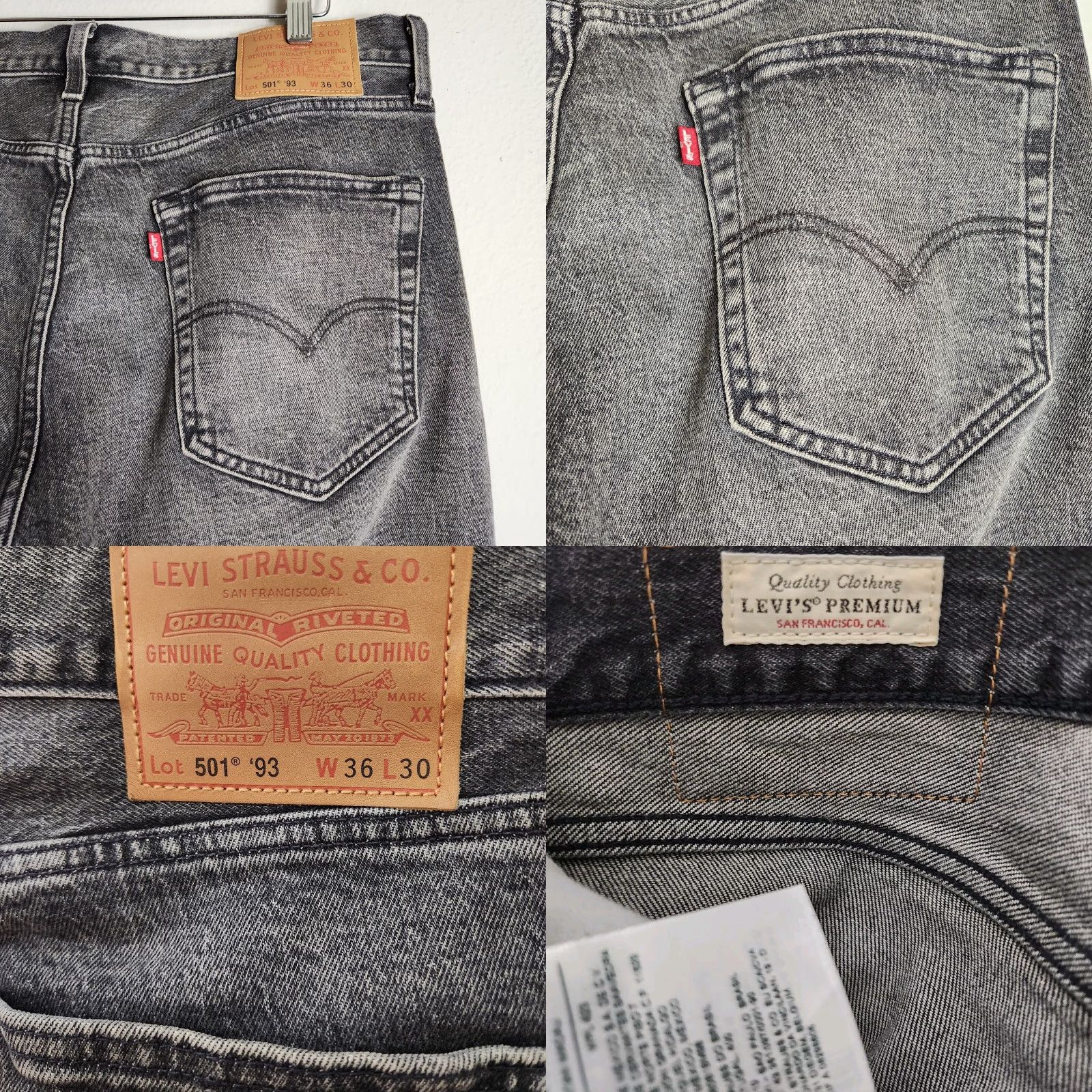 Levi's VINTAGE Levi's 501 Premium XX '93 Mens Faded Black Button Fly Straight Leg Jeans-Size 36x30 EUC Mens Regular Jeans Size US 36 / EU 52 - 8 Thumbnail