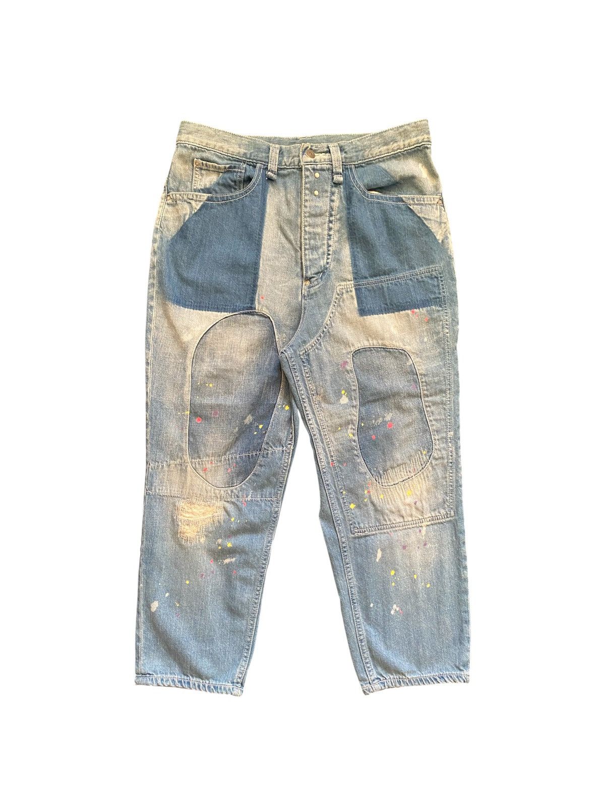 Kapital Iroquois Japanese Brand Patchwork Painter Cropped Denim Size US 32 / EU 48 - 1 Thumbnail