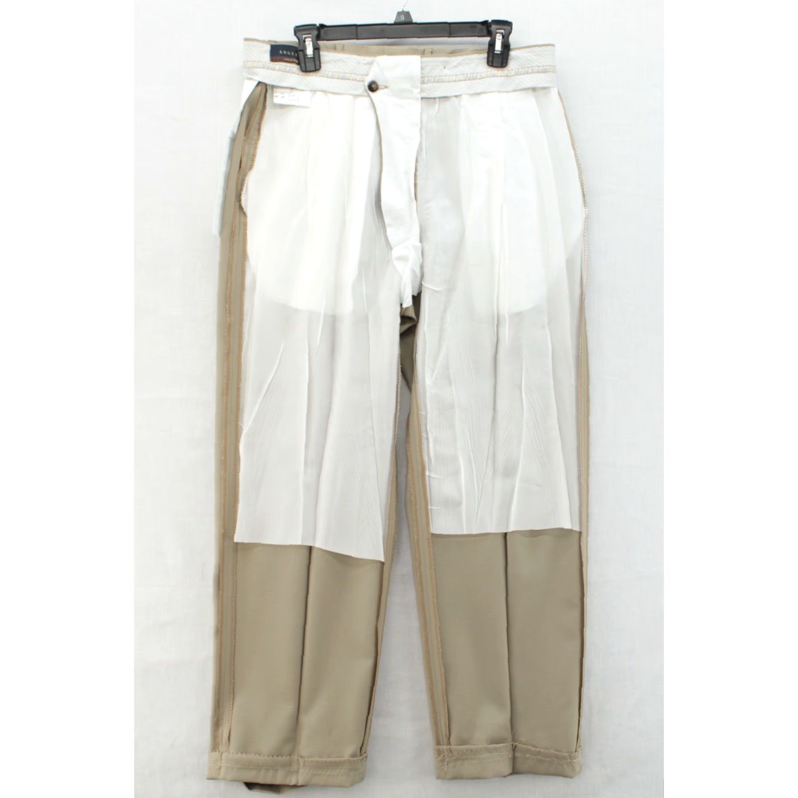 Vintage Angelico Dress Pants Mens 34 X 28 Khaki Tan 100% Wool Pleated Cuffed Lined Italy Size US 34 / EU 50 - 7 Thumbnail