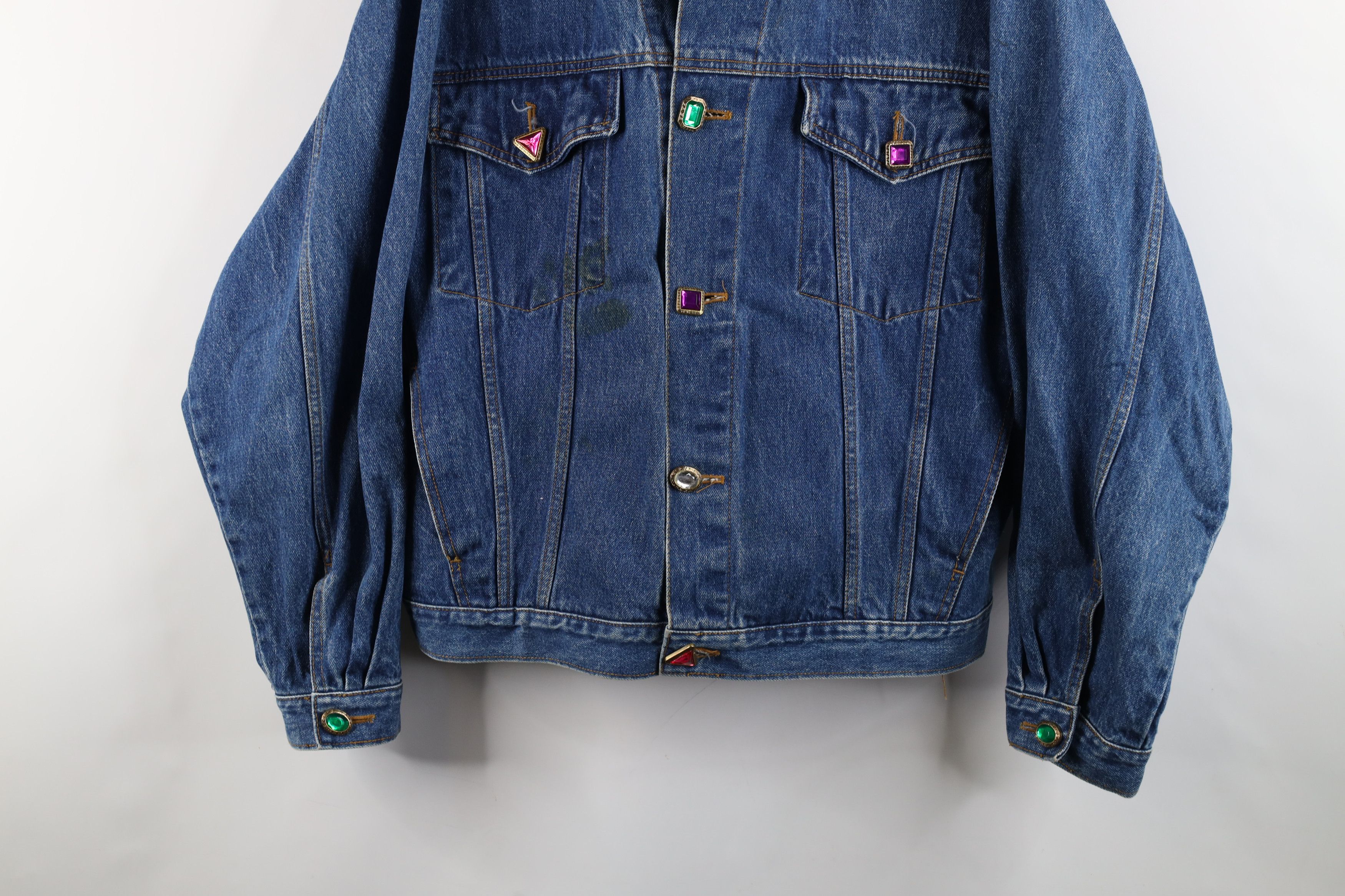 Vintage Vintage 90s Streetwear Jeweled Denim Jean Trucker Jacket Size XL / US 12-14 / IT 48-50 - 3 Thumbnail