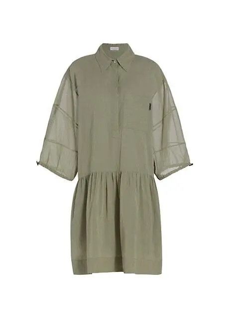 image of Brunello Cucinelli O1W1Db10524 Dress In Bright Green, Women's (Size Small)