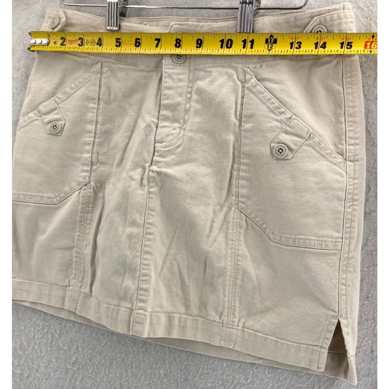 Vintage Columbia Mini Skirt Womens 4 Stretch Cotton Khaki Beige Casual Size 27" / US 4 / IT 40 - 2 Thumbnail