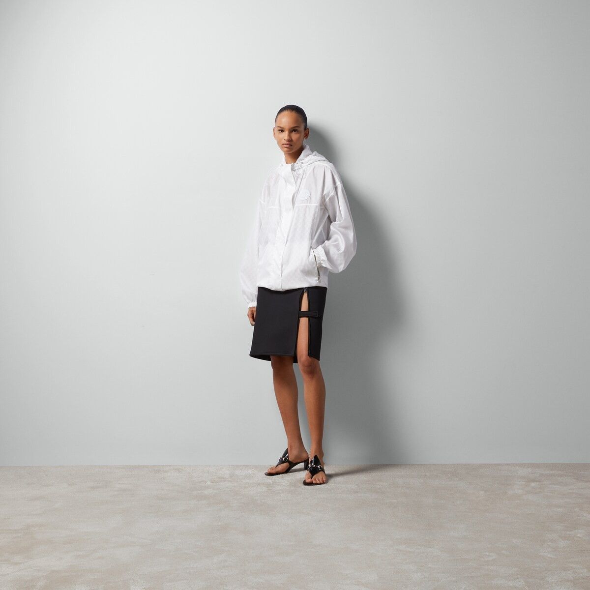 Gucci o1mt1gz0525 Nylon GG Jacquard Jacket in White Size M / US 6-8 / IT 42-44 - 2 Thumbnail