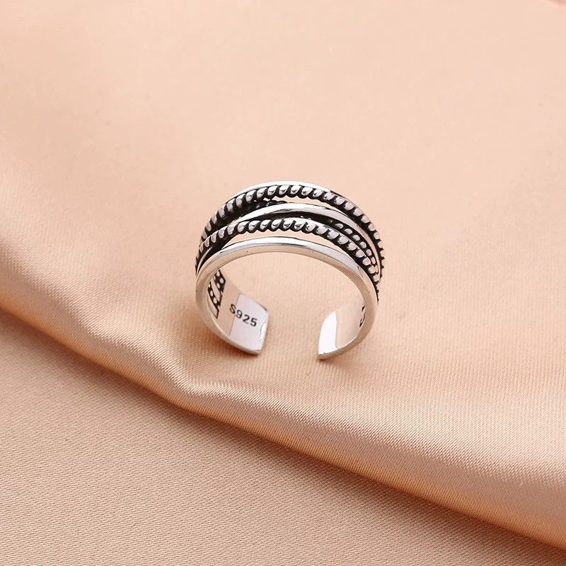 Other Resizable 925 Sterling Silver Interware Line Ring Size ONE SIZE - 3 Thumbnail