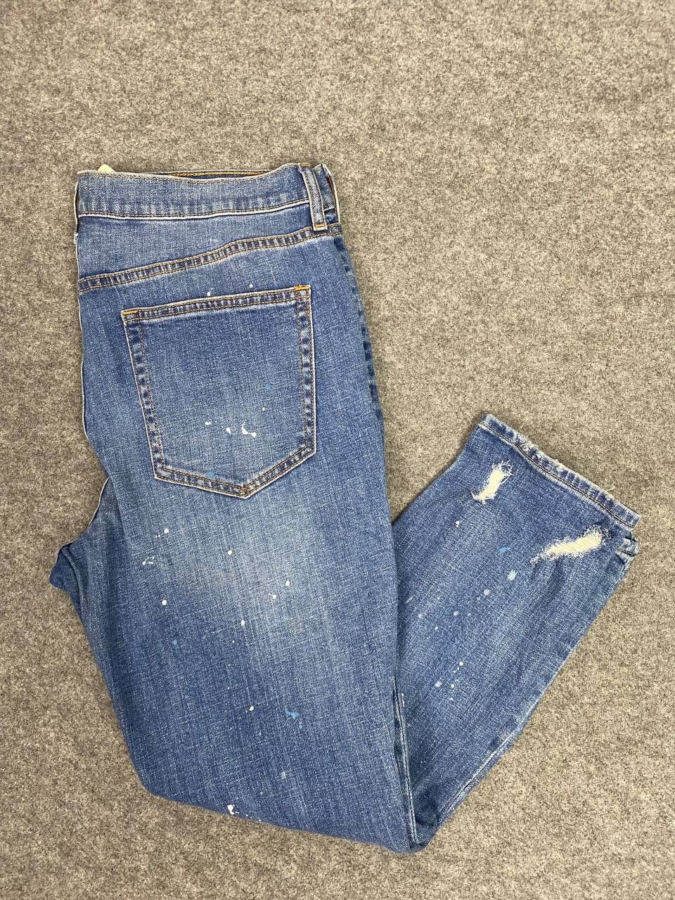image of Distressed Denim x Gap s Distressed Paint Splatter Denim in Light Blue, Women's (Size 36)
