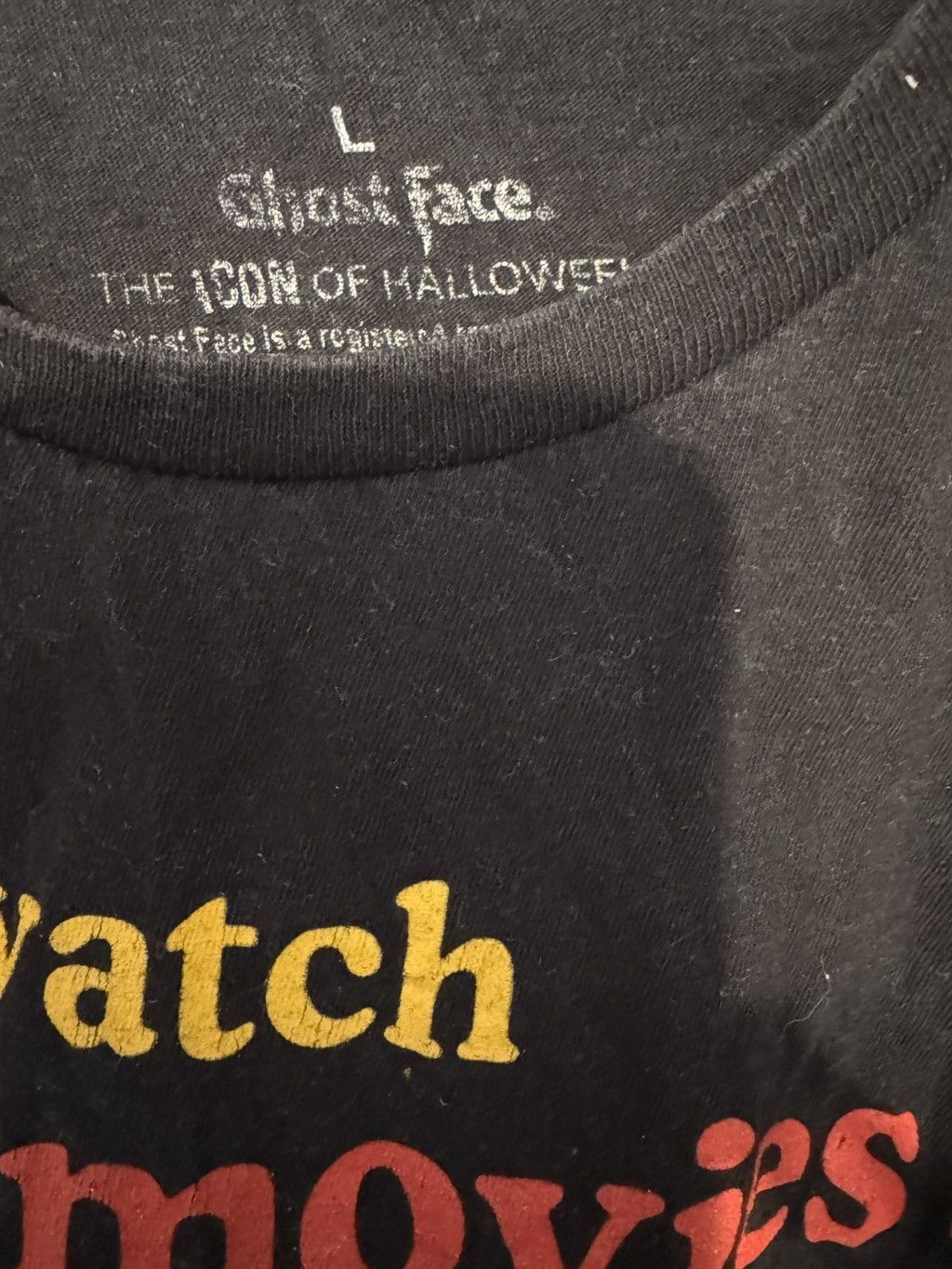 DC Comics Scream Movie T-Shirt Men Sz L Black Let's Watch Scary Movies Size US L / EU 52-54 / 3 - 4 Thumbnail
