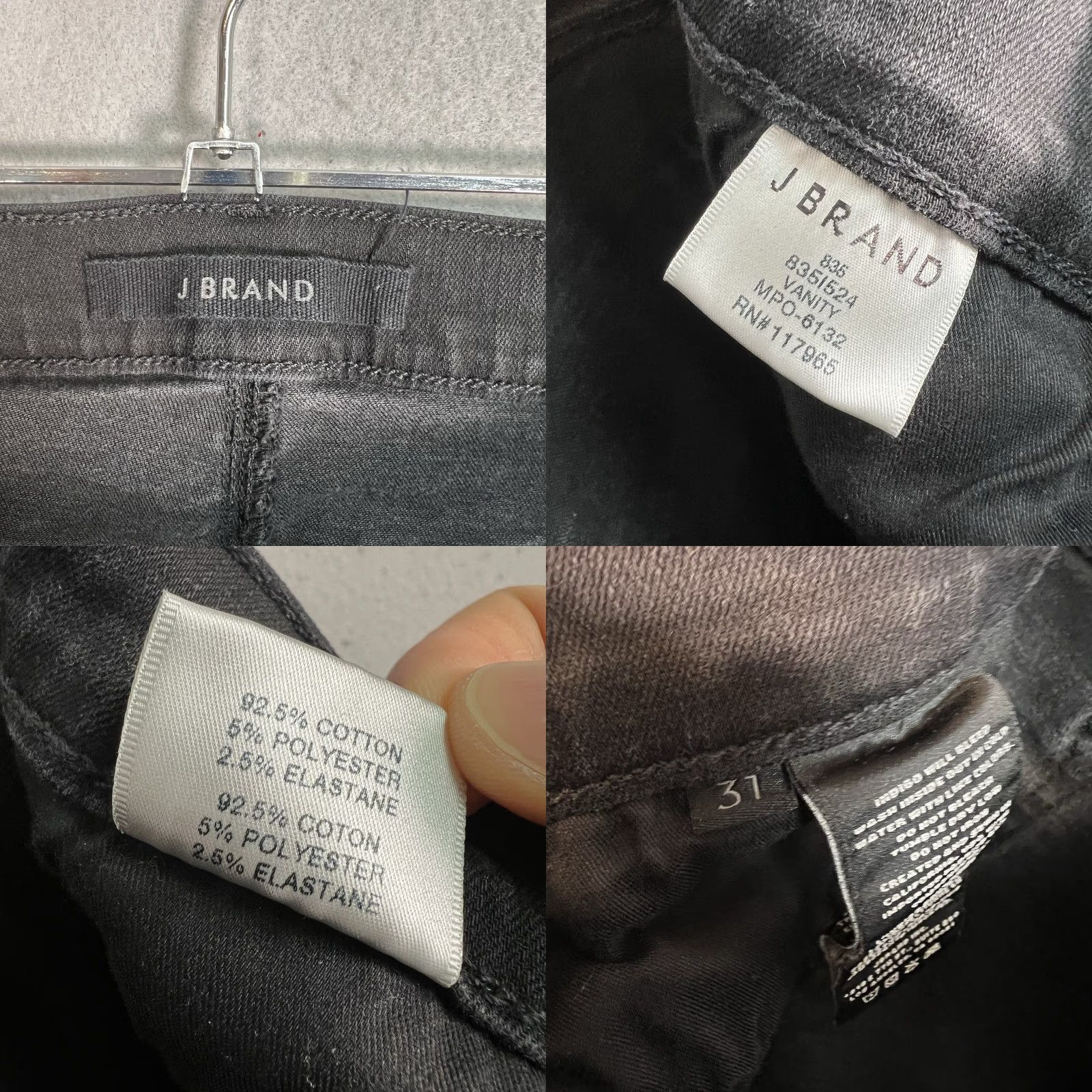J Brand VINTAGE J Brand Vanity Jeans Womens Size 31 Black Dark Wash Tapered Leg Cotton Blend Size 24" / US 00 / IT 34 - 8 Thumbnail