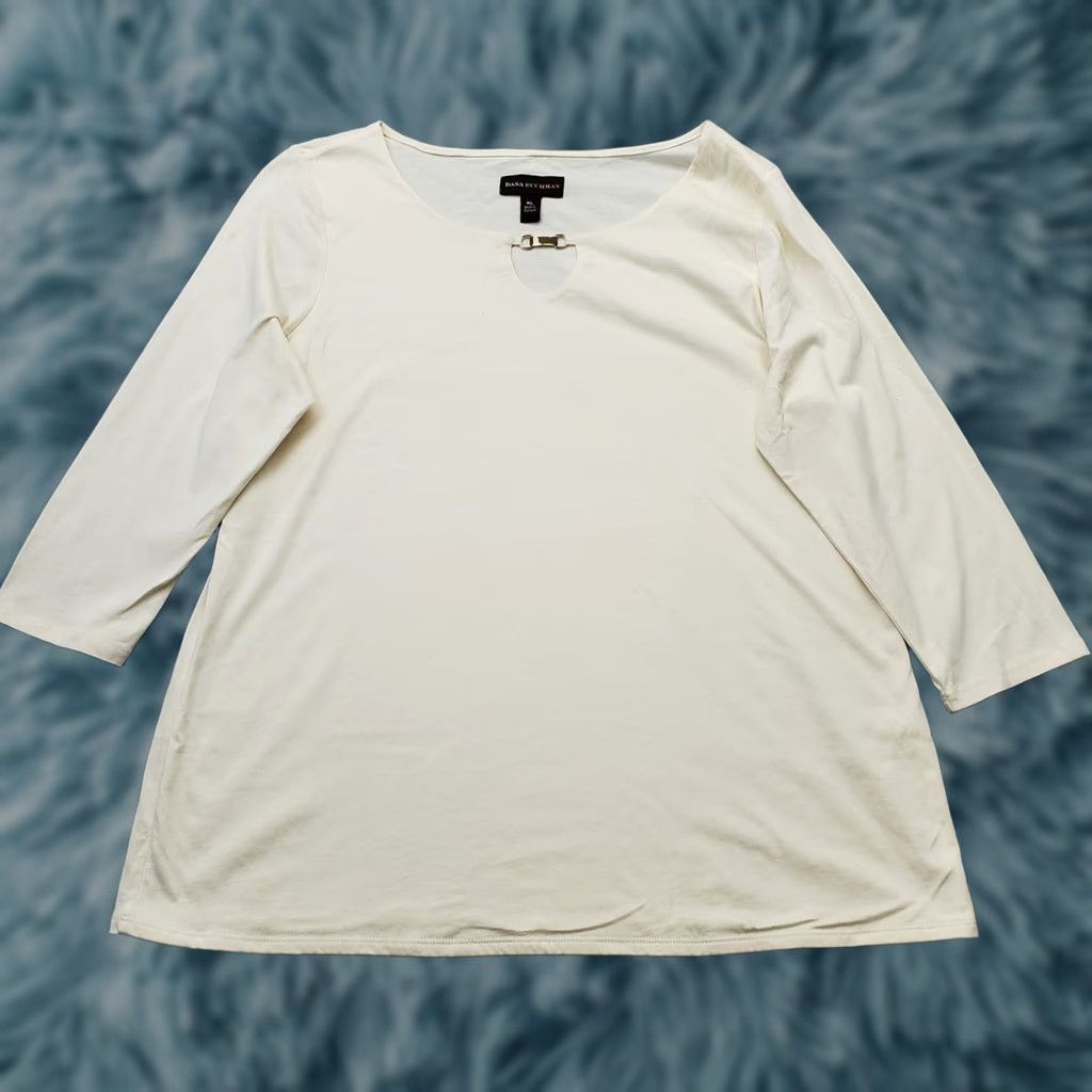 Vintage Dana Buchman Blouse Women XL Cream Long Sleeve Pullover Top Shirt Size XL / US 12-14 / IT 48-50 - 1 Thumbnail