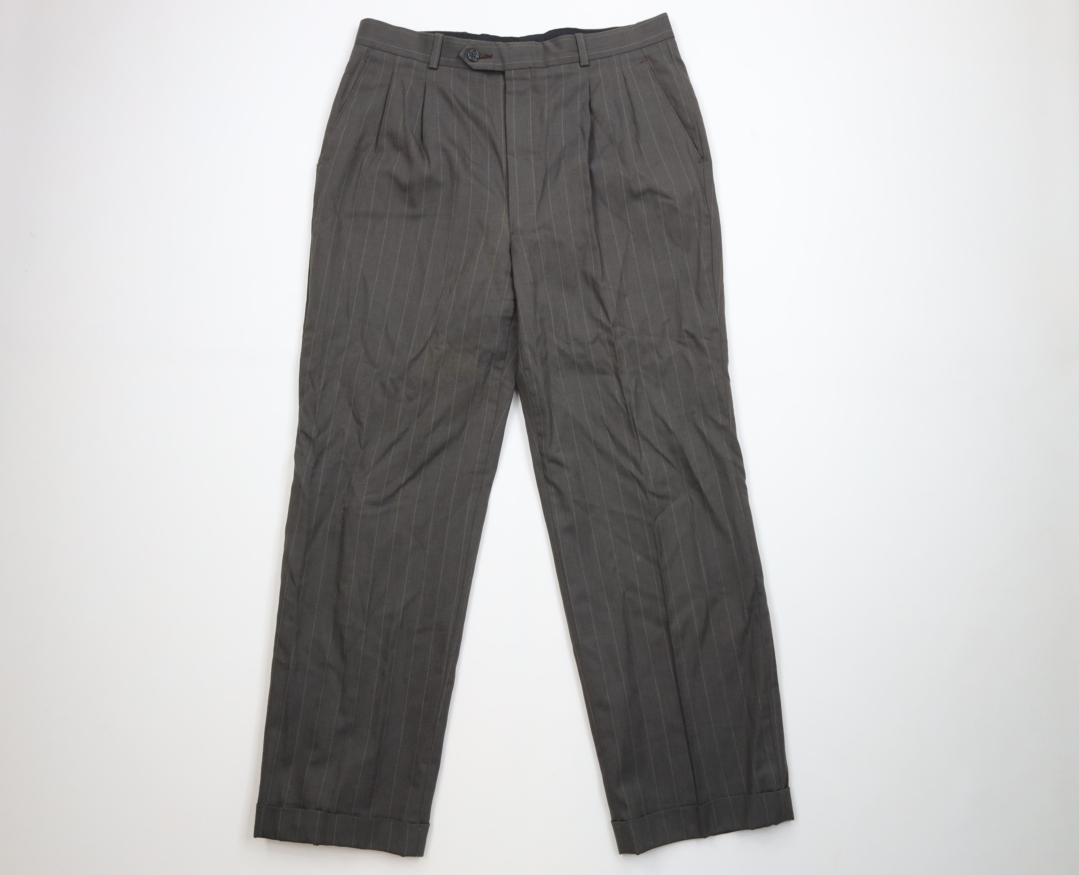 Vintage Vintage 70s Striped Wool Blend Knit Wide Leg Chino Pants USA Size US 34 / EU 50 - 1 Thumbnail