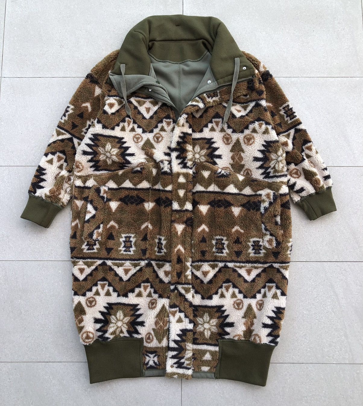 Issey Miyake Mercibeaucoup Reversible Fleece Navajo Long Coat Jacket Size US L / EU 52-54 / 3 - 17 Thumbnail