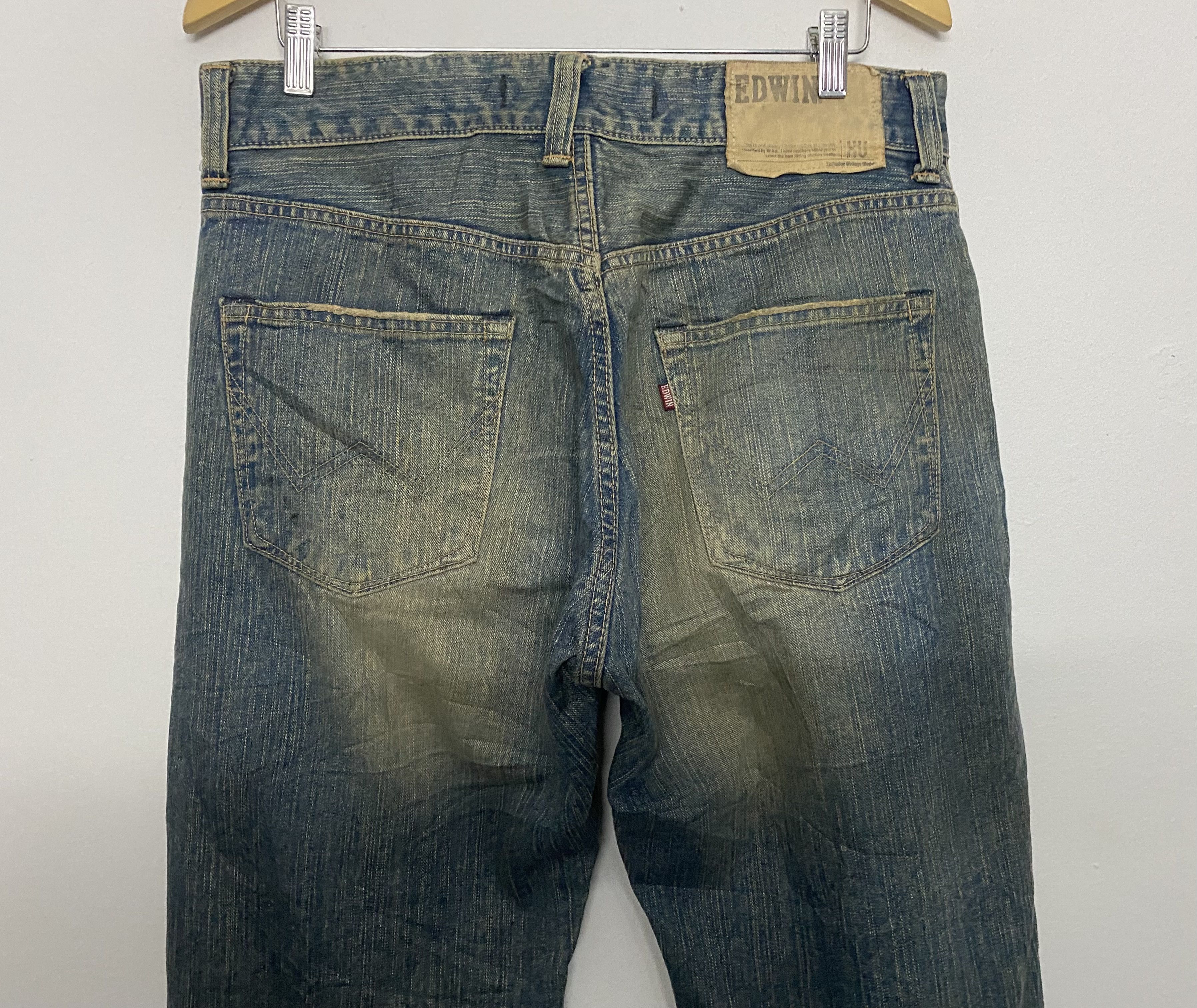 Edwin EDWIN 405XV Exclusive Model Faded Distressed Dark Wash Jeans Size US 34 / EU 50 - 6 Thumbnail