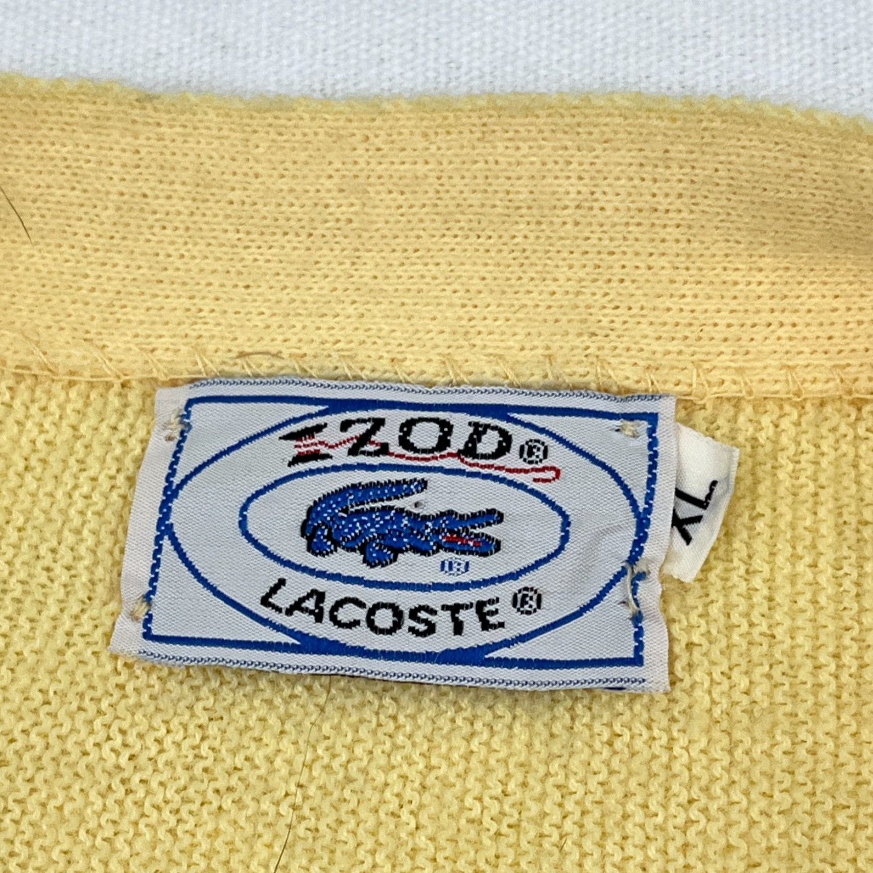 Izod VTG Izod Lacoste Cardigan Mens XL Yellow Orlon Acrylic Grandpa Jumper Cardigan Regular Knit Sweater 90s Mens Size US XL / EU 56 / 4 - 3 Thumbnail