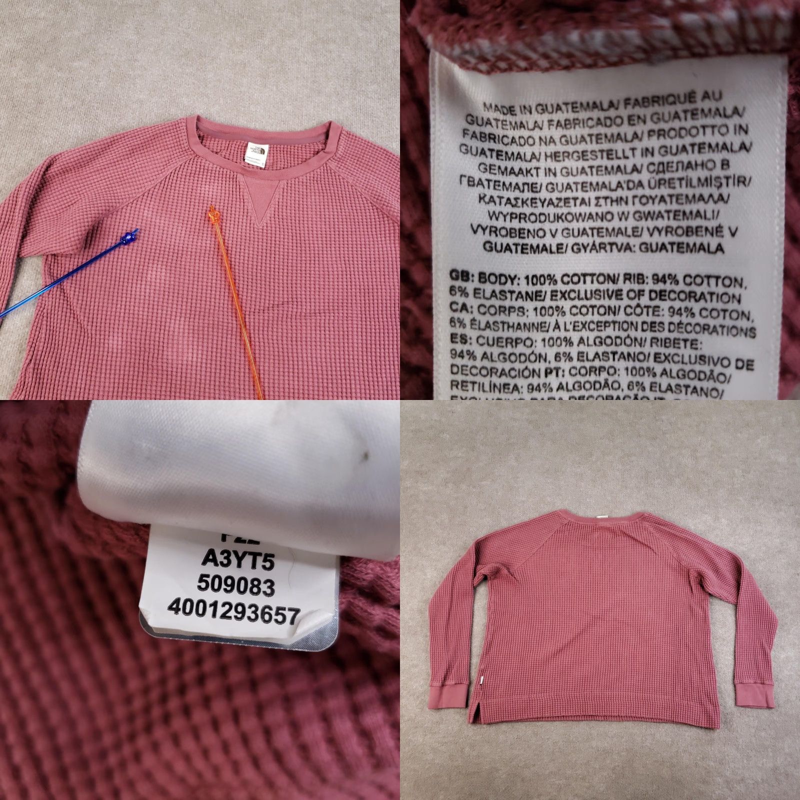 The North Face The North Face Sweater Women XL Pink Outerlands Waffle Knit Pullover Long Sleeve Crew Neck Thermal All Seasons Size XL / US 12-14 / IT 48-50 - 8 Thumbnail