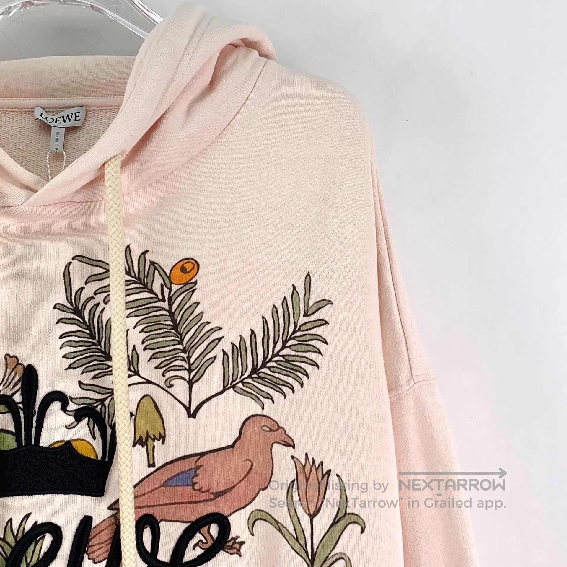 Loewe Loewe Light Pink Floral Logo Embroidered Cotton Hooded Dra Size S / US 4 / IT 40 - 3 Thumbnail