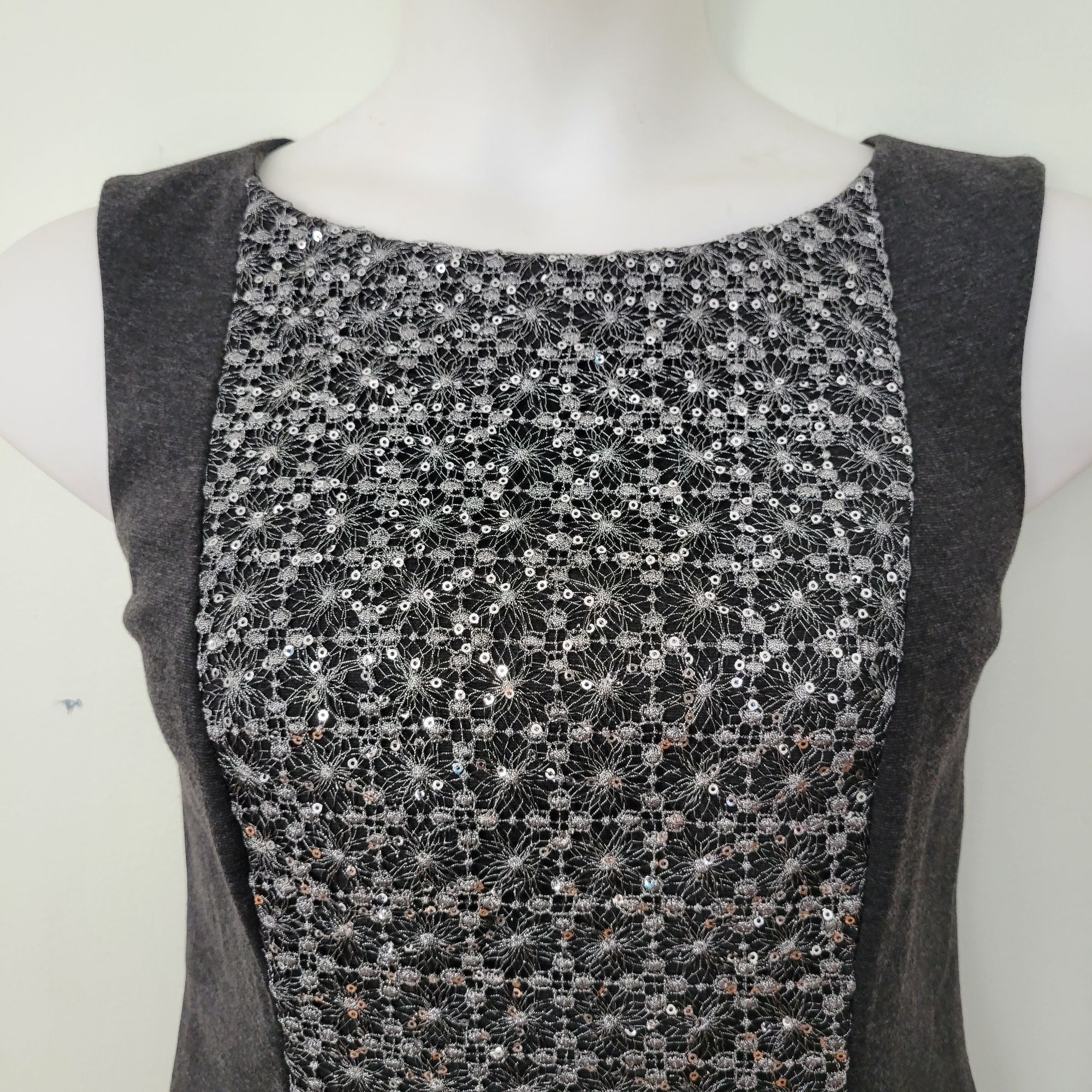 Chicos Chicos 2 Heather Grey Sequin Panel TALIA Sheath Sleeveless D Size L / US 10 / IT 46 - 2 Thumbnail