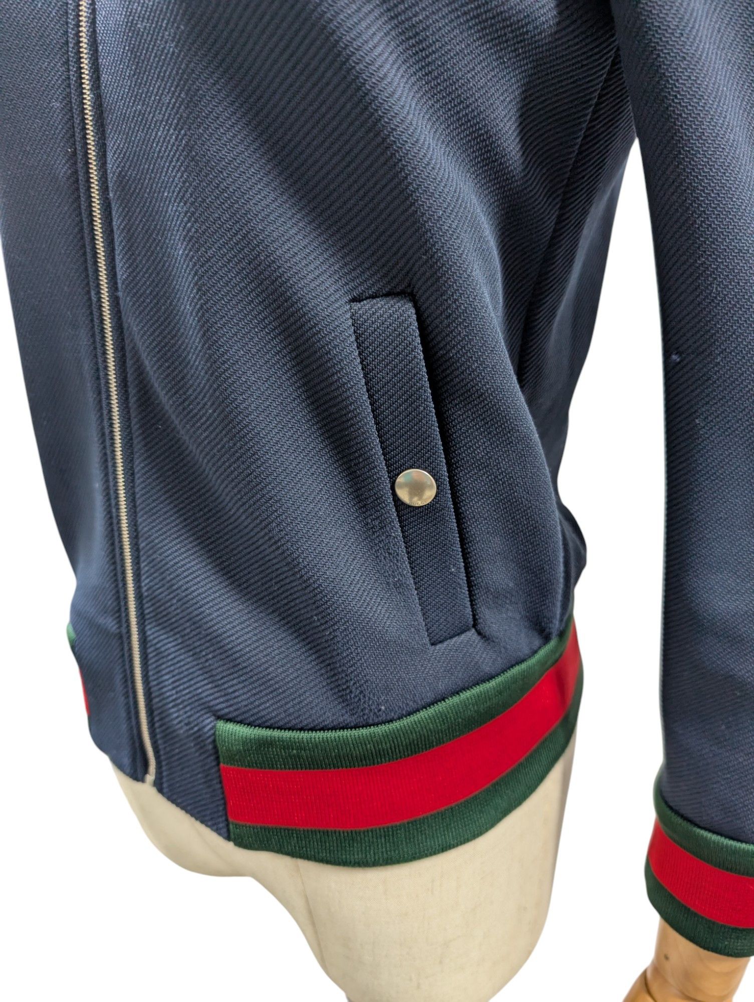 Gucci Navy Blue Zip Up Jacket With Signature Gucci Color Trims Size XS / US 0-2 / IT 36-38 - 4 Thumbnail