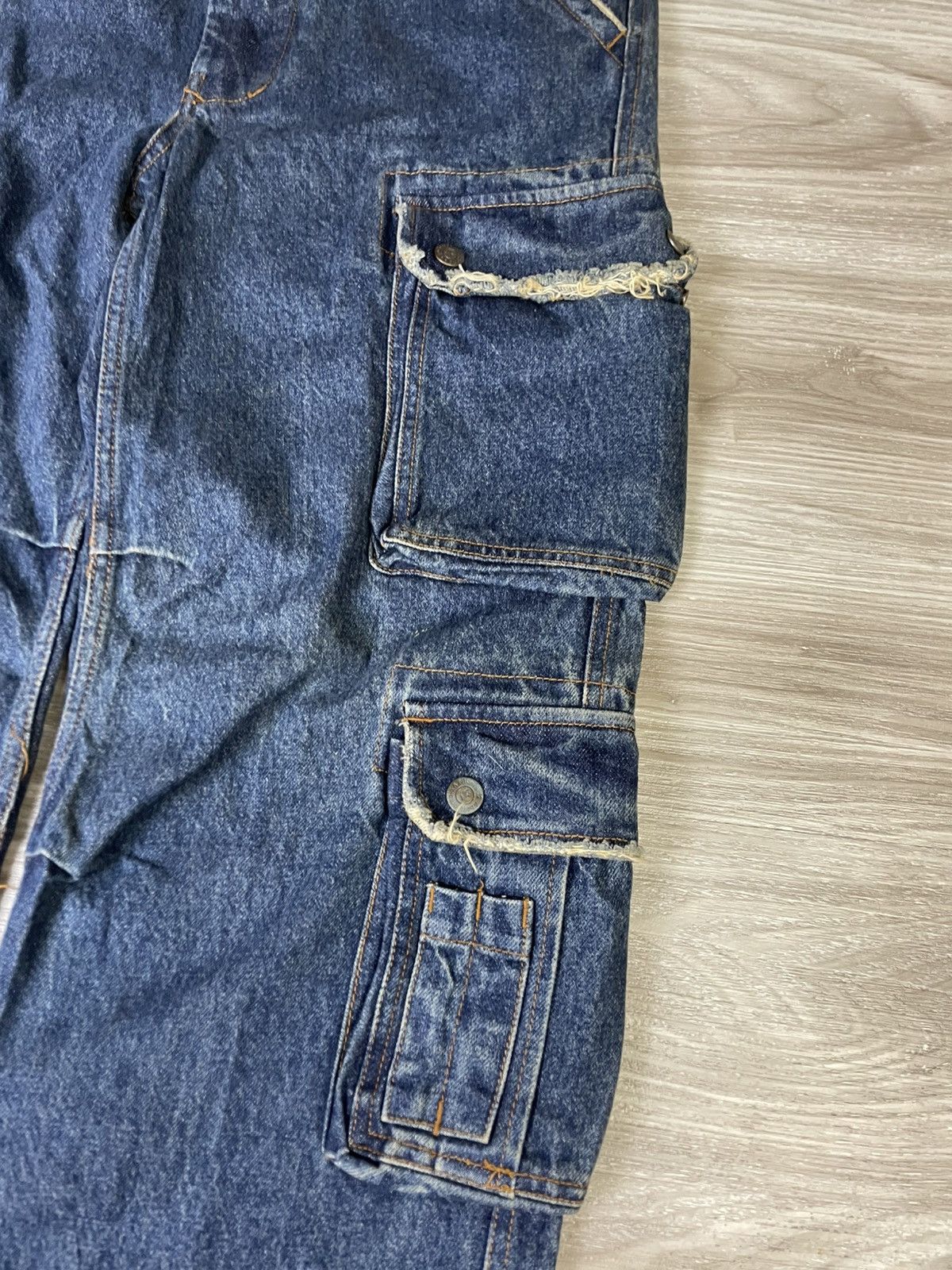 Abercrombie & Fitch × Vintage Abercrombie & Fitch Cargo Multi Pocket Blue Baggy Jeans Size US 37 - 4 Thumbnail