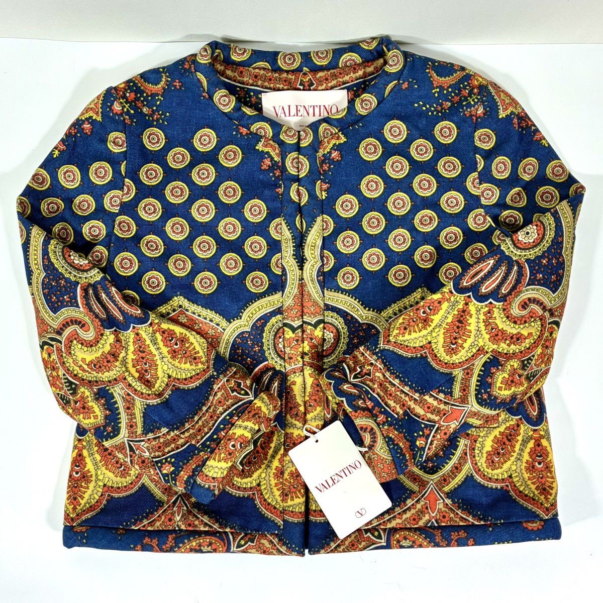 Valentino Valentino Garavani Paisley Crop Denim Jacket 38 IT 2 US NWT Size XS / US 0-2 / IT 36-38 - 8 Thumbnail