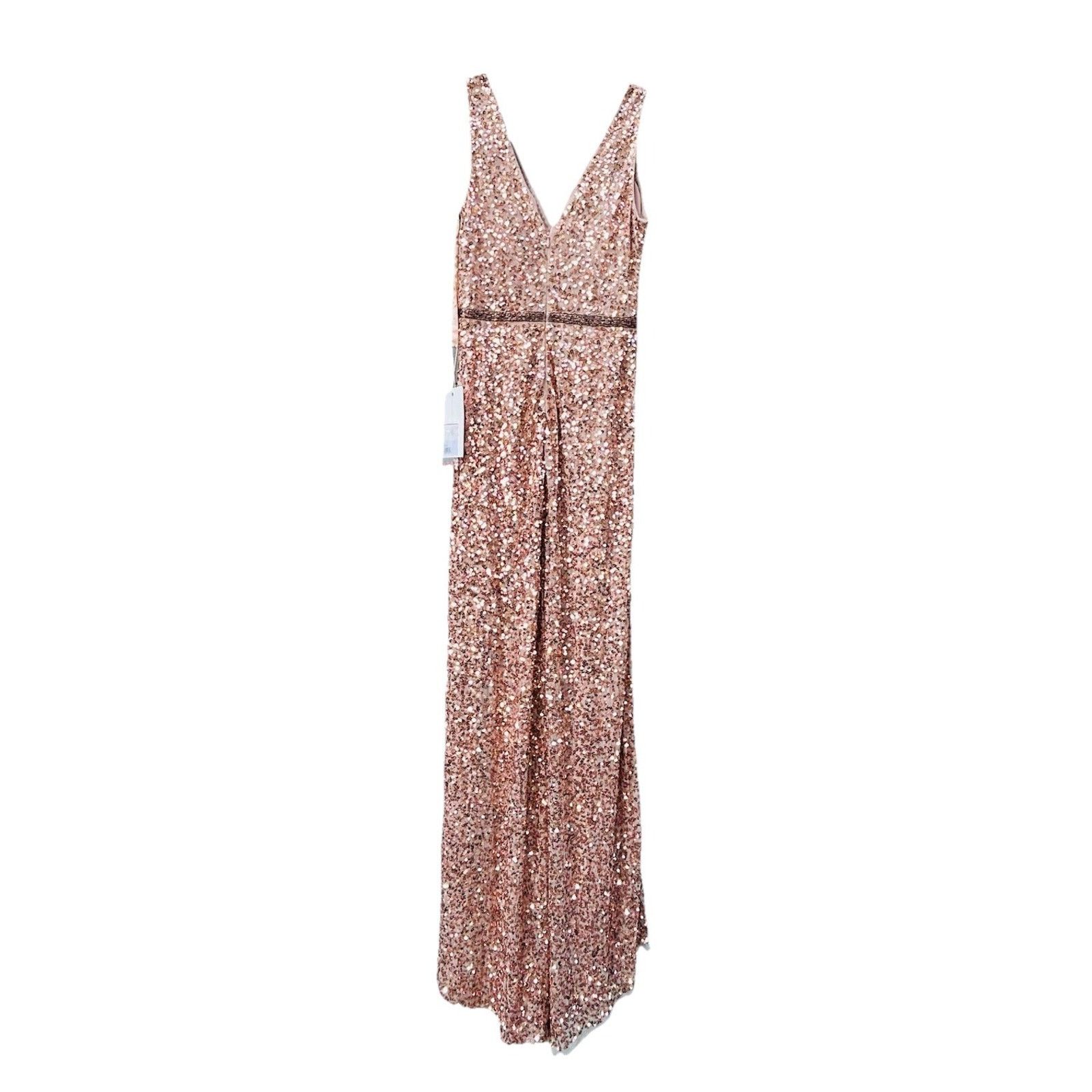 Other Mac Duggal V-Neck Slit Sequined Wrap Gown Size 4 Rose Copper Size S / US 4 / IT 40 - 3 Thumbnail