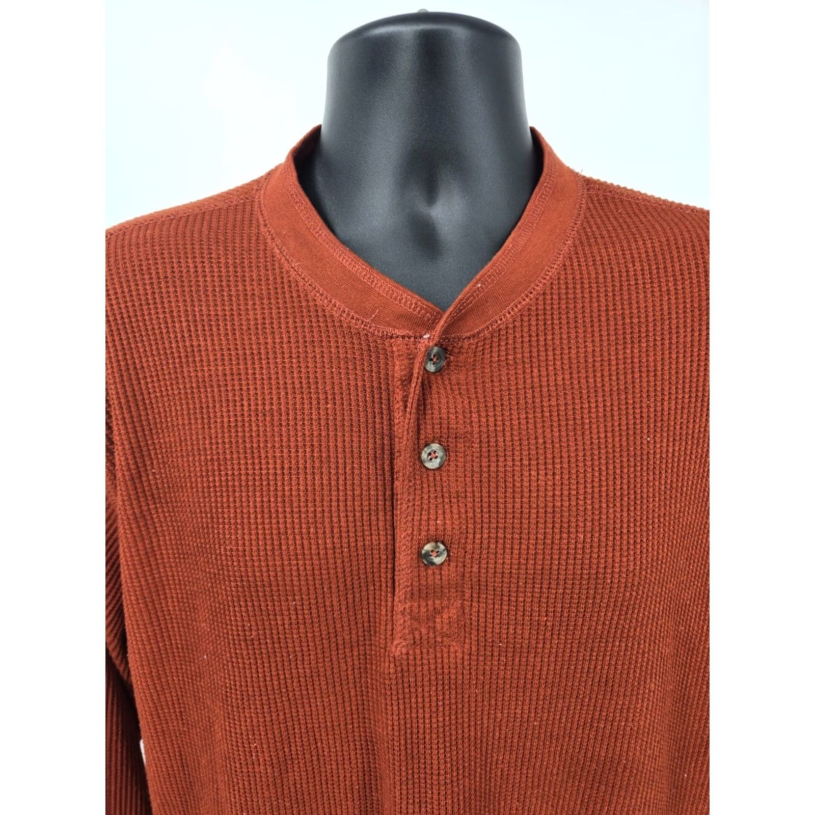 Vintage Alpine Lakes Henley Shirt 2XL Brick Red Thermal Knit Long Sleeve Men Size US XXL / EU 58 / 5 - 3 Thumbnail