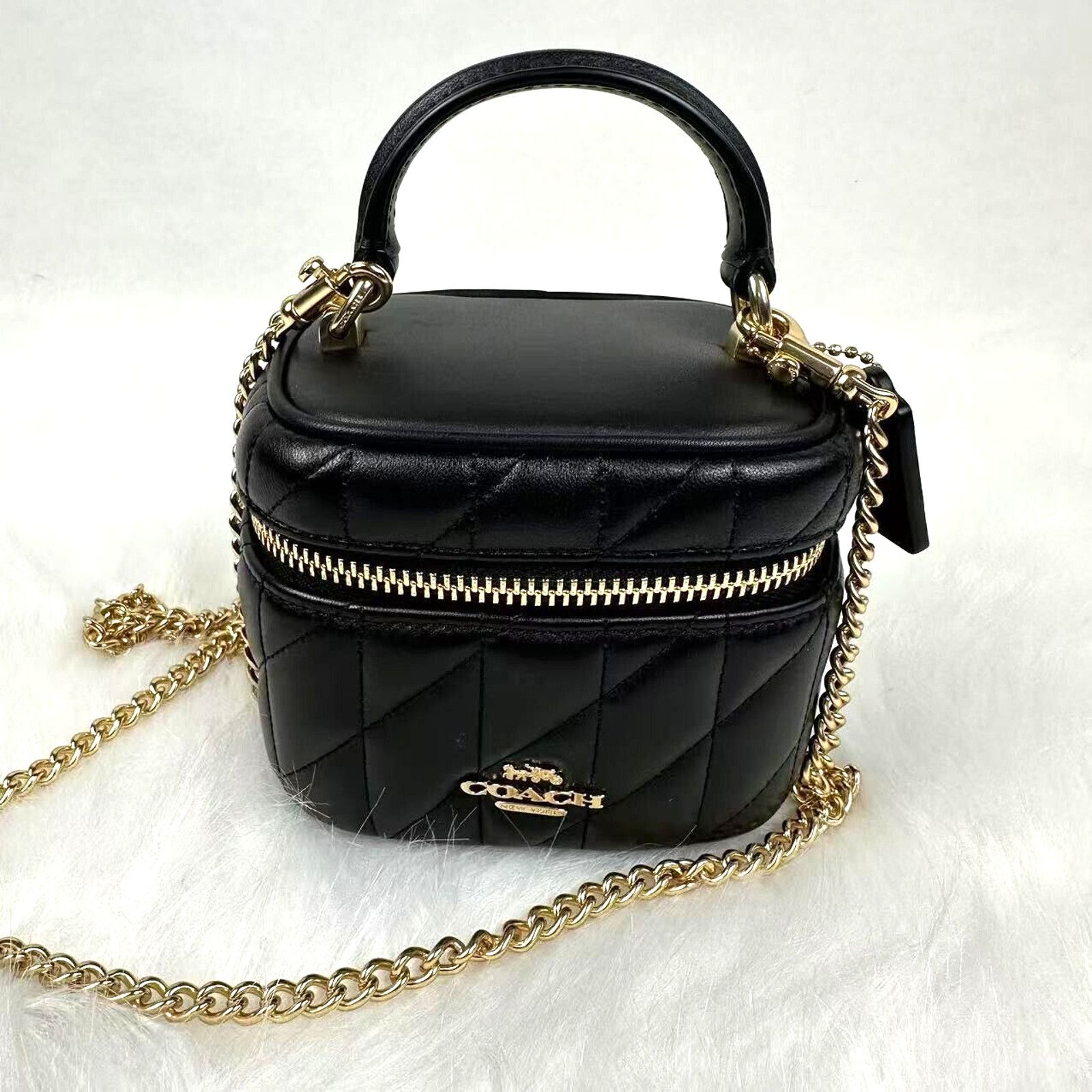 Coach Ava Crossbody Bag With Quilting Black Leather Nwt, Women's