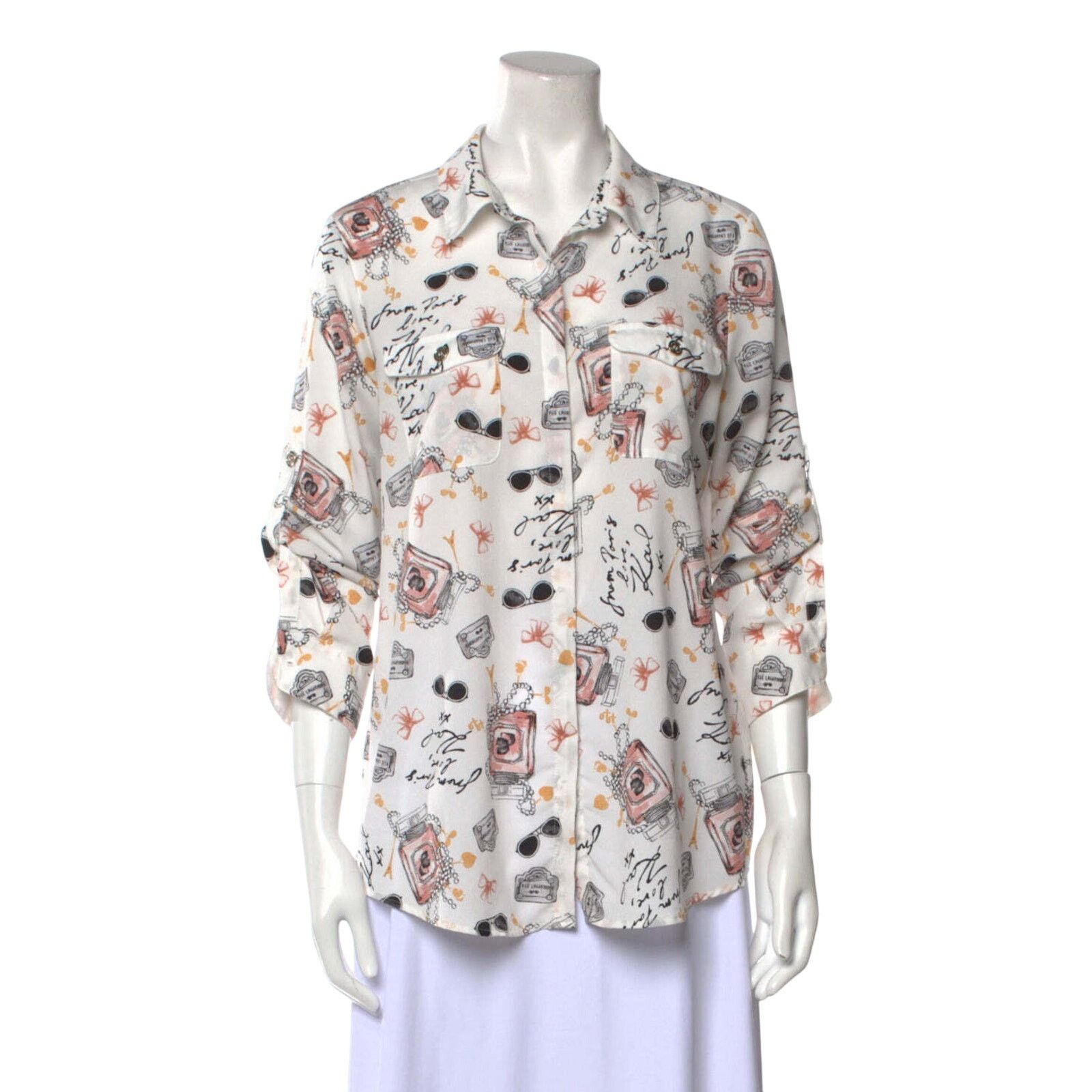 Karl Lagerfeld Karl Lagerfeld print button up blouse sz Medium Size M / US 6-8 / IT 42-44 - 2 Thumbnail