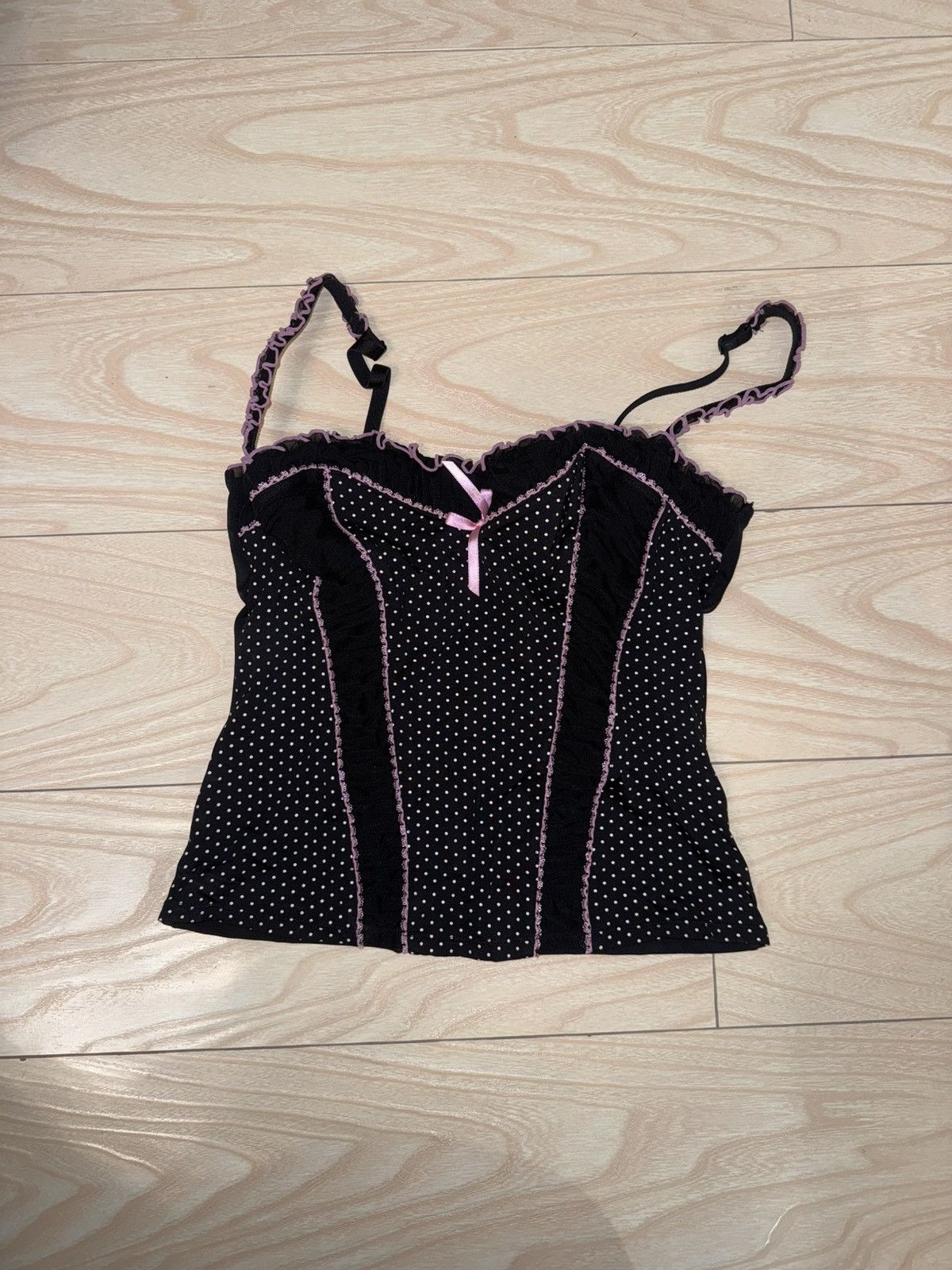 Ann Summers Black and pink polka dot corset! Size XS / US 0-2 / IT 36-38 - 1 Thumbnail
