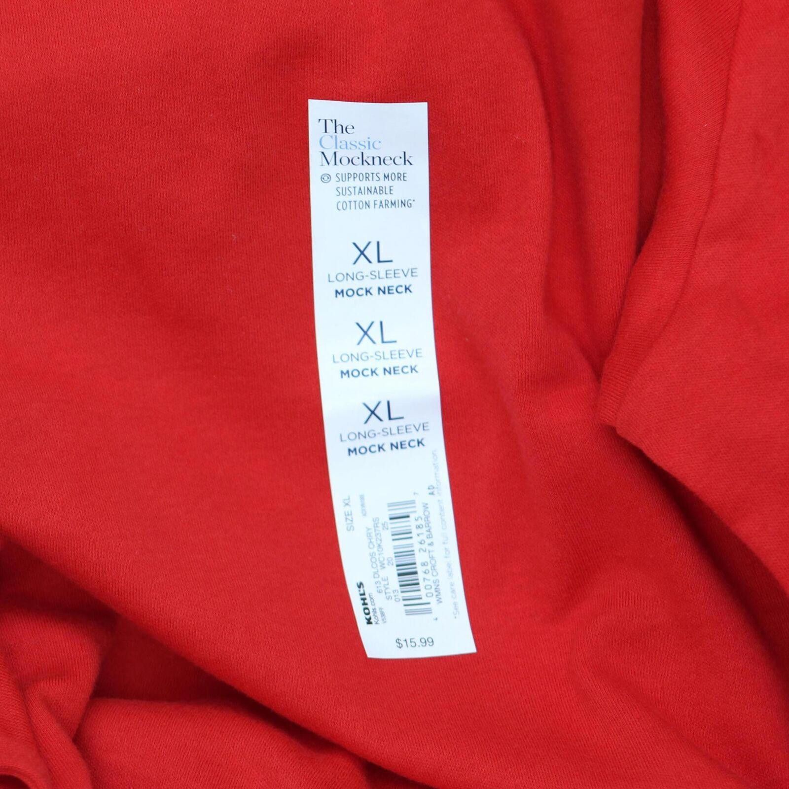 Croft & Barrow NWT Croft & Barrow Long-Sleeve Mockneck Top Cherry Red XL Size XL / US 12-14 / IT 48-50 - 4 Thumbnail