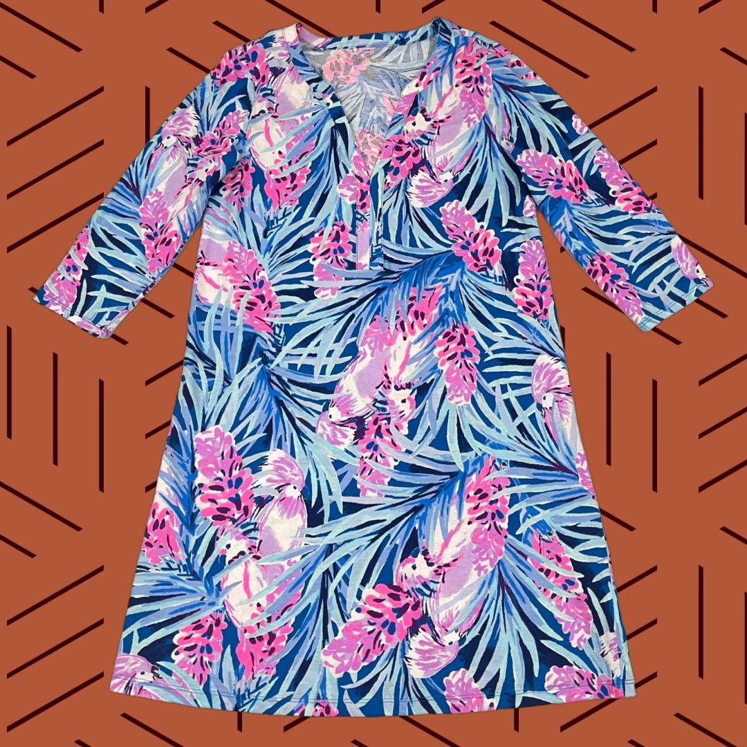 Lilly Pulitzer Lilly Pulitzer Daphne Tunic Dress Medium Peacock Tweethearts Summer Prep Womens Size M / US 6-8 / IT 42-44 - 1 Thumbnail