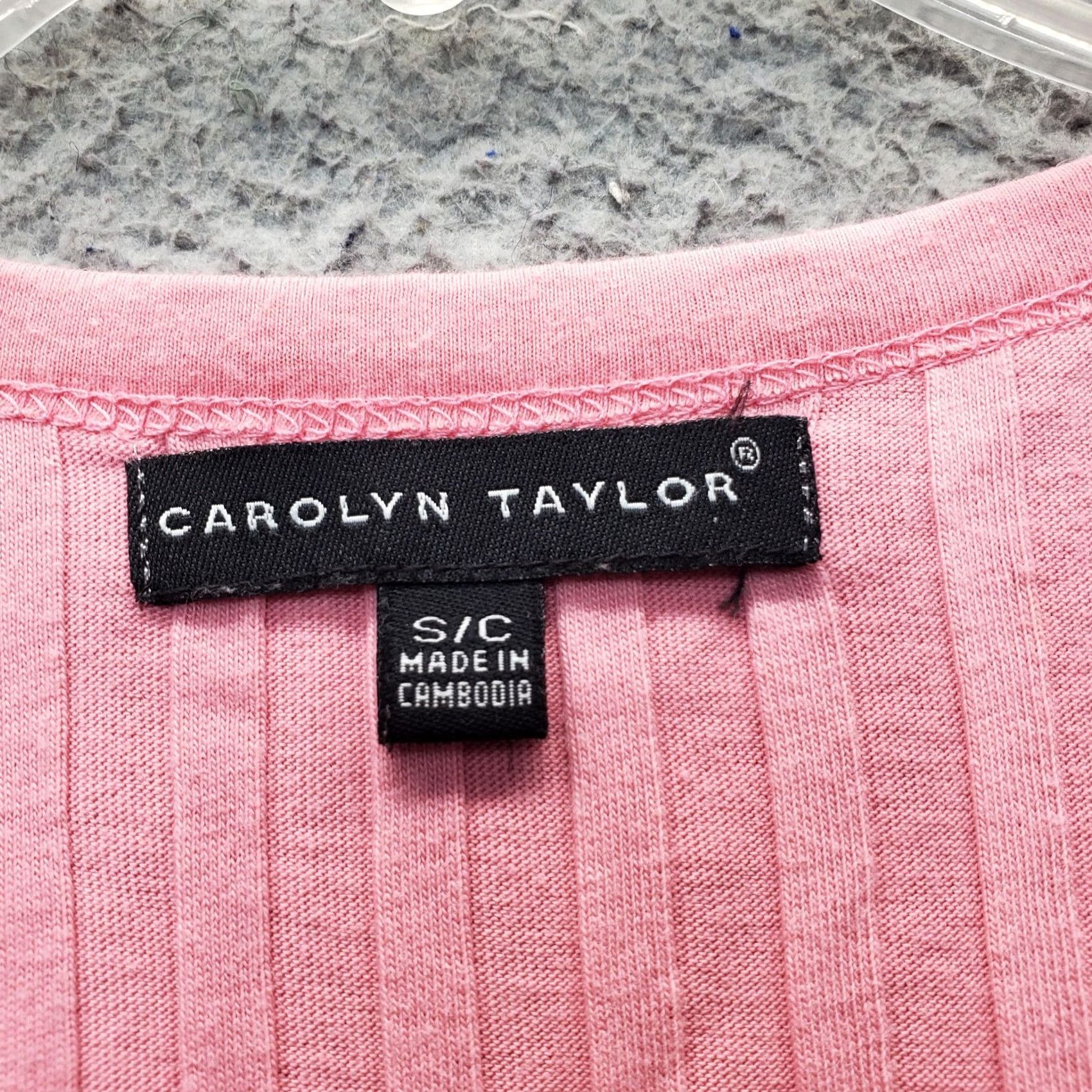 Vintage Carolyn Taylor Womens T-Shirt Pink 3/4 Sleeve V Neck Ribbed Top Slim Size S Size S / US 4 / IT 40 - 5 Thumbnail