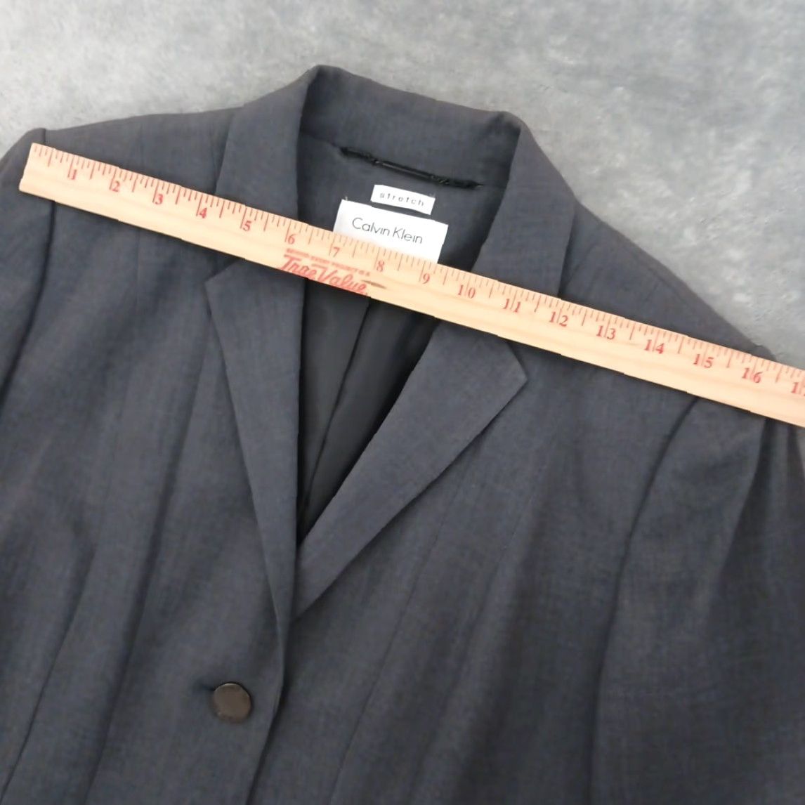 Calvin Klein Calvin Klein Blazer Womens Size 10 Gray Stretch Polyester Blend Jacket Single-Breasted Notch Lapel Womens 10 Gray Stretch Polyester Blend Vest? Size L / US 10 / IT 46 - 2 Thumbnail