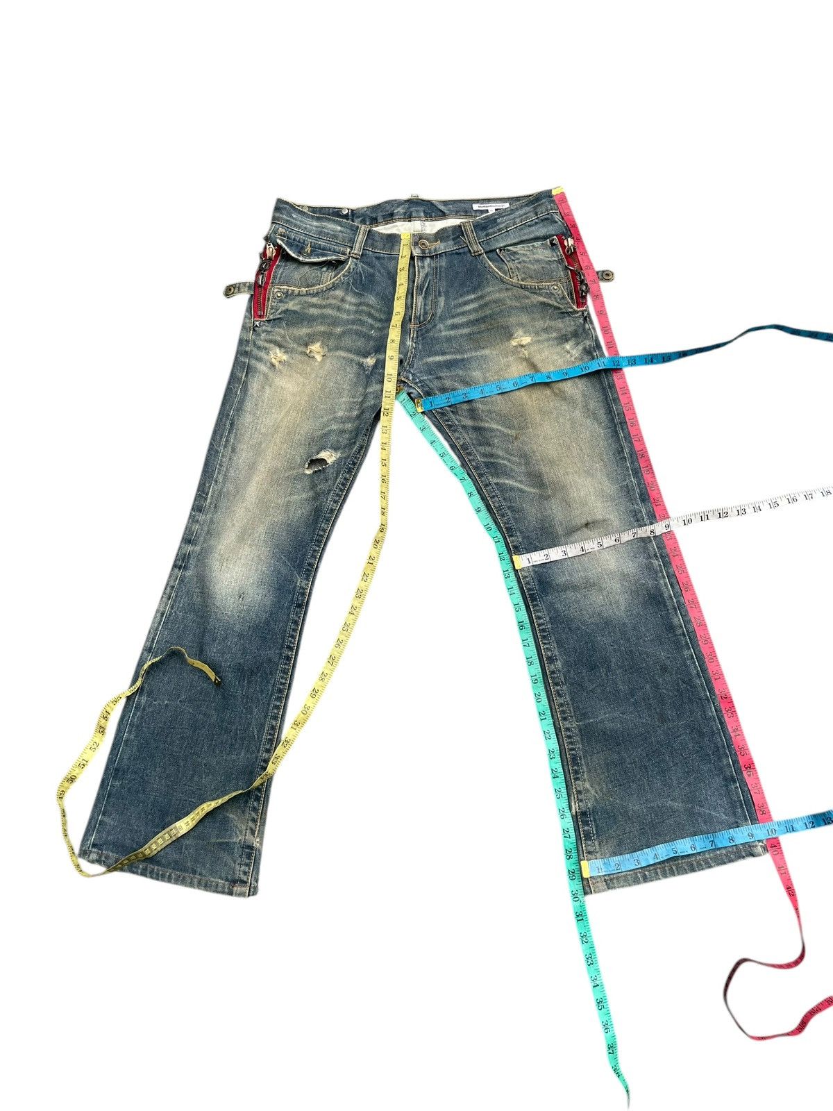 Japanese Brand Semantic Design Flare Distresed Denim Size US 36 / EU 52 - 15 Thumbnail