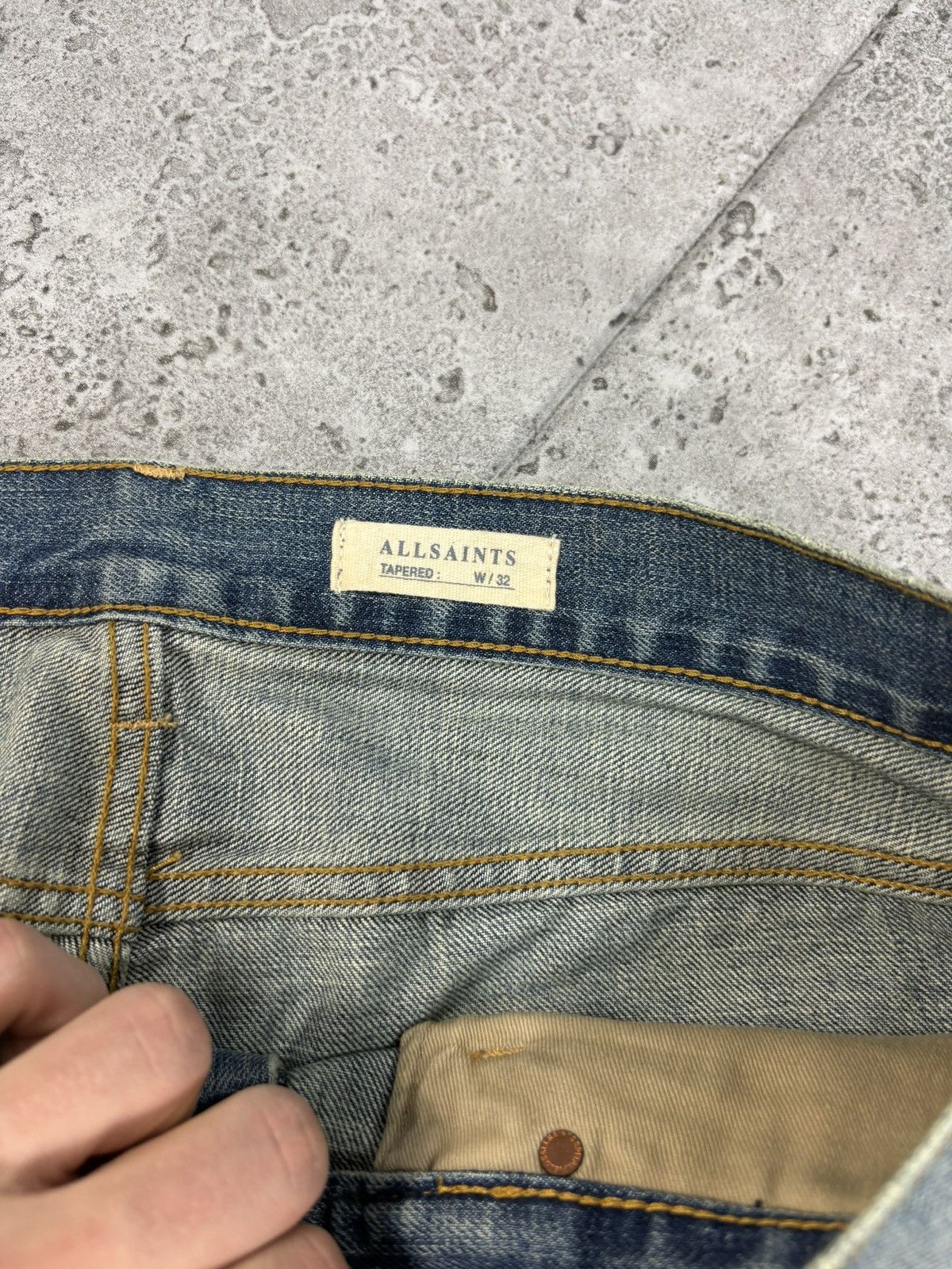 Allsaints × Japanese Brand All Saints Distressed Faded Knee Denim Jeans Pants 00s Y2K Size US 32 / EU 48 - 8 Thumbnail