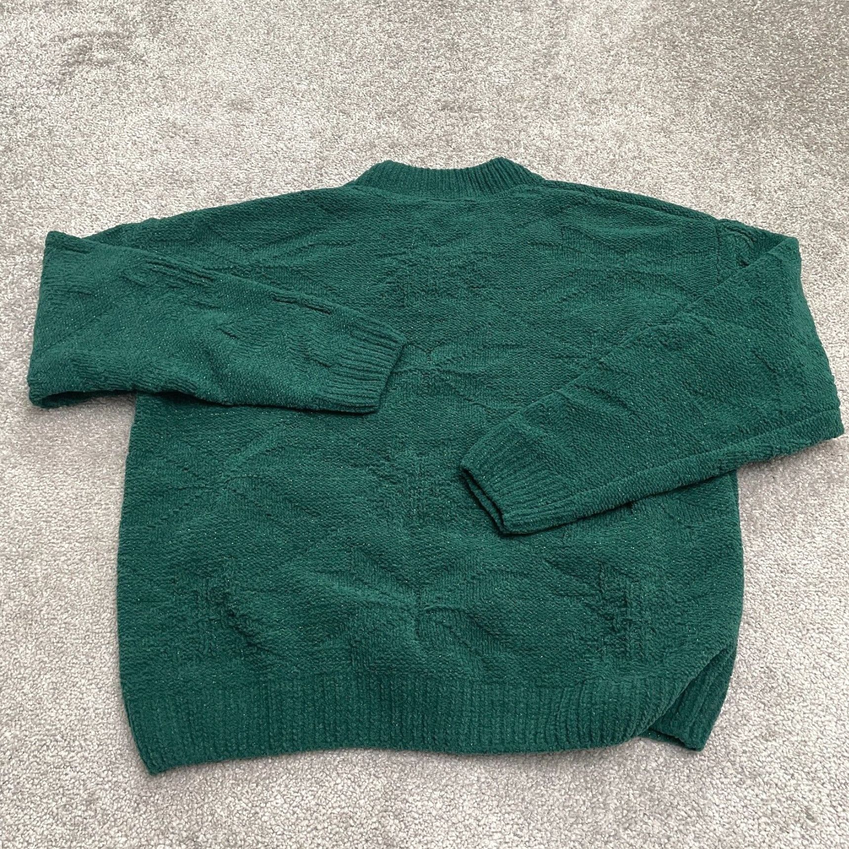 Weatherproof Weatherproof Womens Sweater XL Green Metallic Glitter Crew Neck Pullover Size XL / US 12-14 / IT 48-50 - 2 Thumbnail