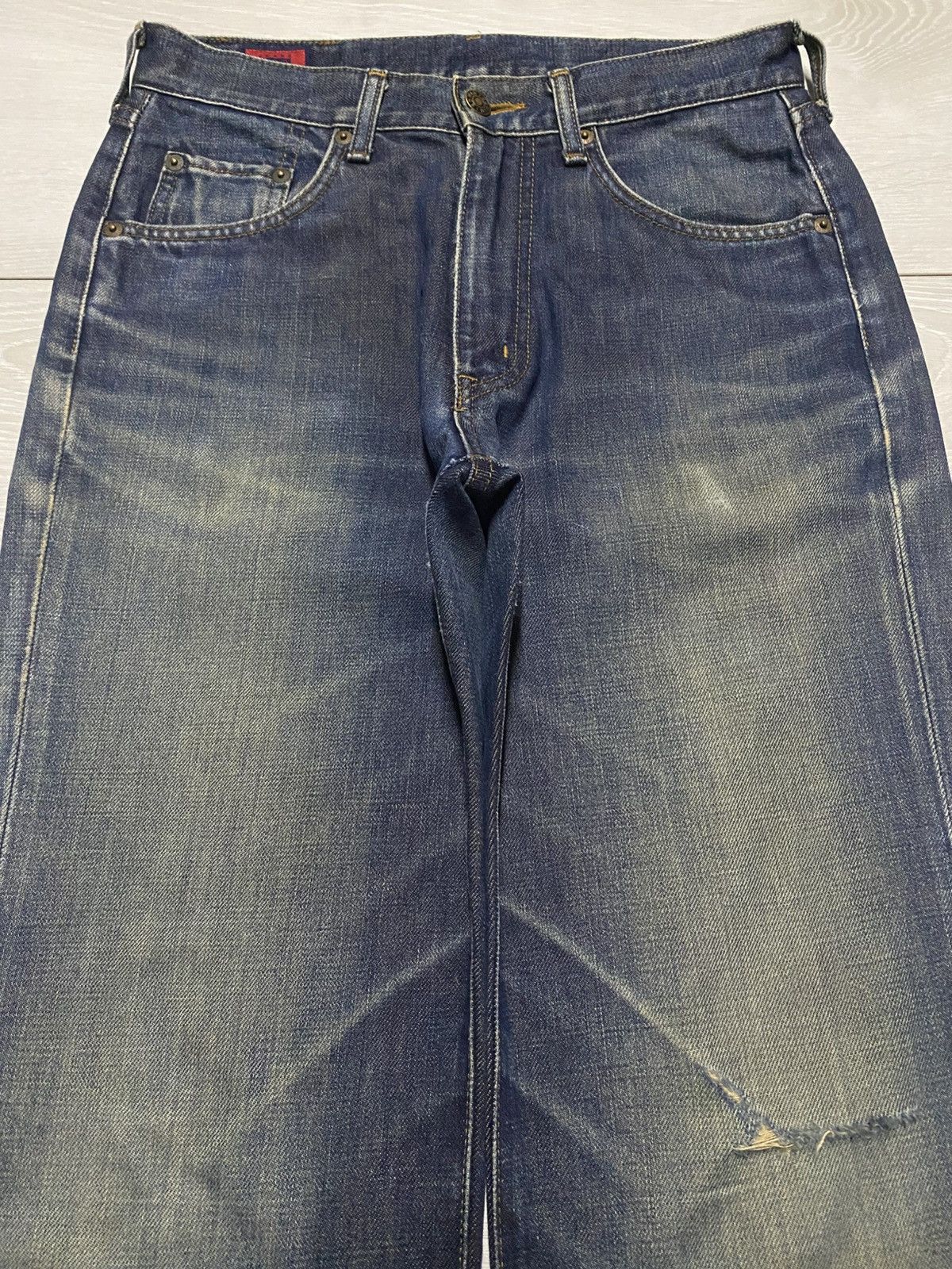 Junya Watanabe Vintage Edwin 503 Mud Wash Distressed Loose Jeans Size US 29 - 3 Thumbnail