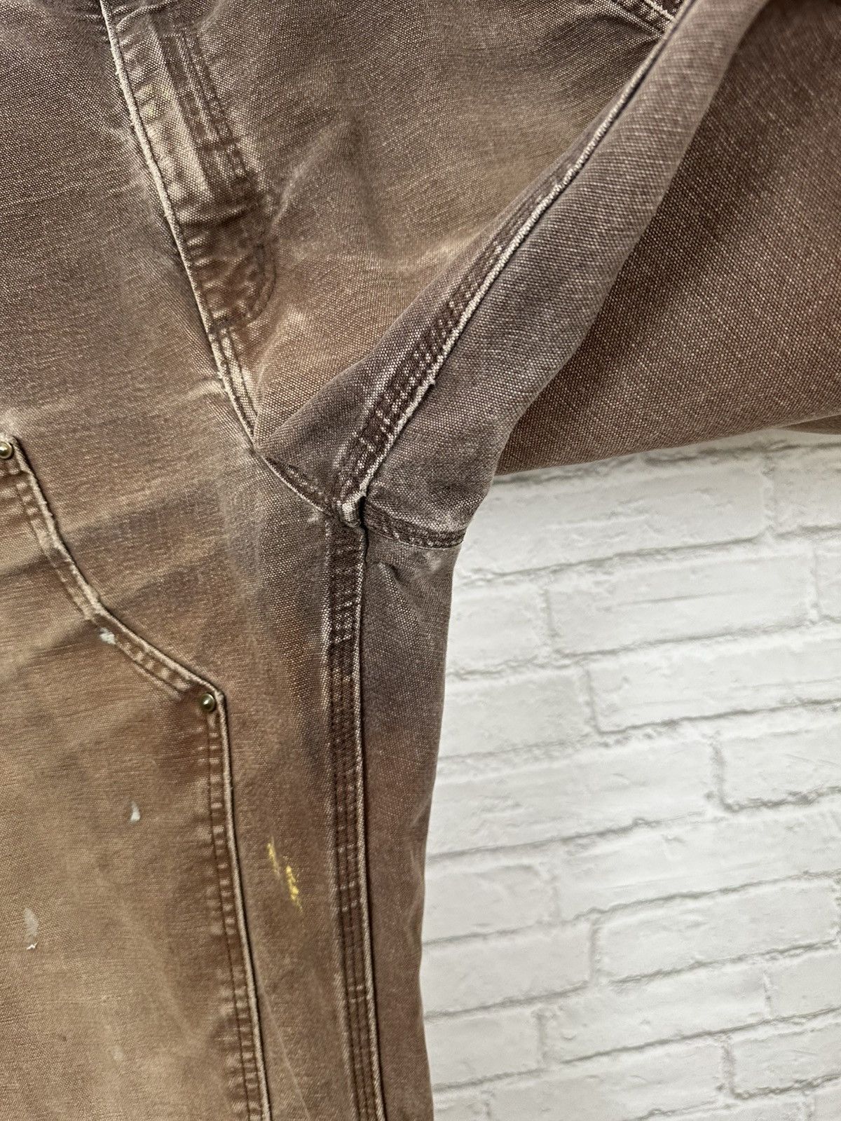 Carhartt (35x31) THRASHED & FADED BROWN Carhartt Double Knee Pants Size US 35 - 5 Thumbnail