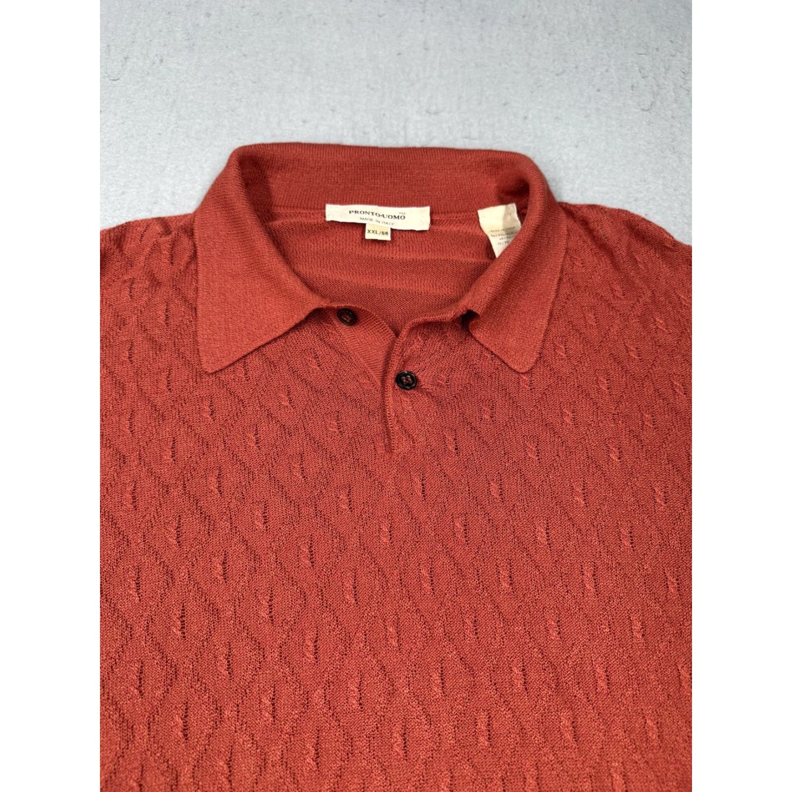 Pronto Uomo VINTAGE Pronto Uomo Sweater 2XL Rust Red Knit Pullover Long Sleeve Mens Classic Italian Preppy Size US XXL / EU 58 / 5 - 2 Thumbnail