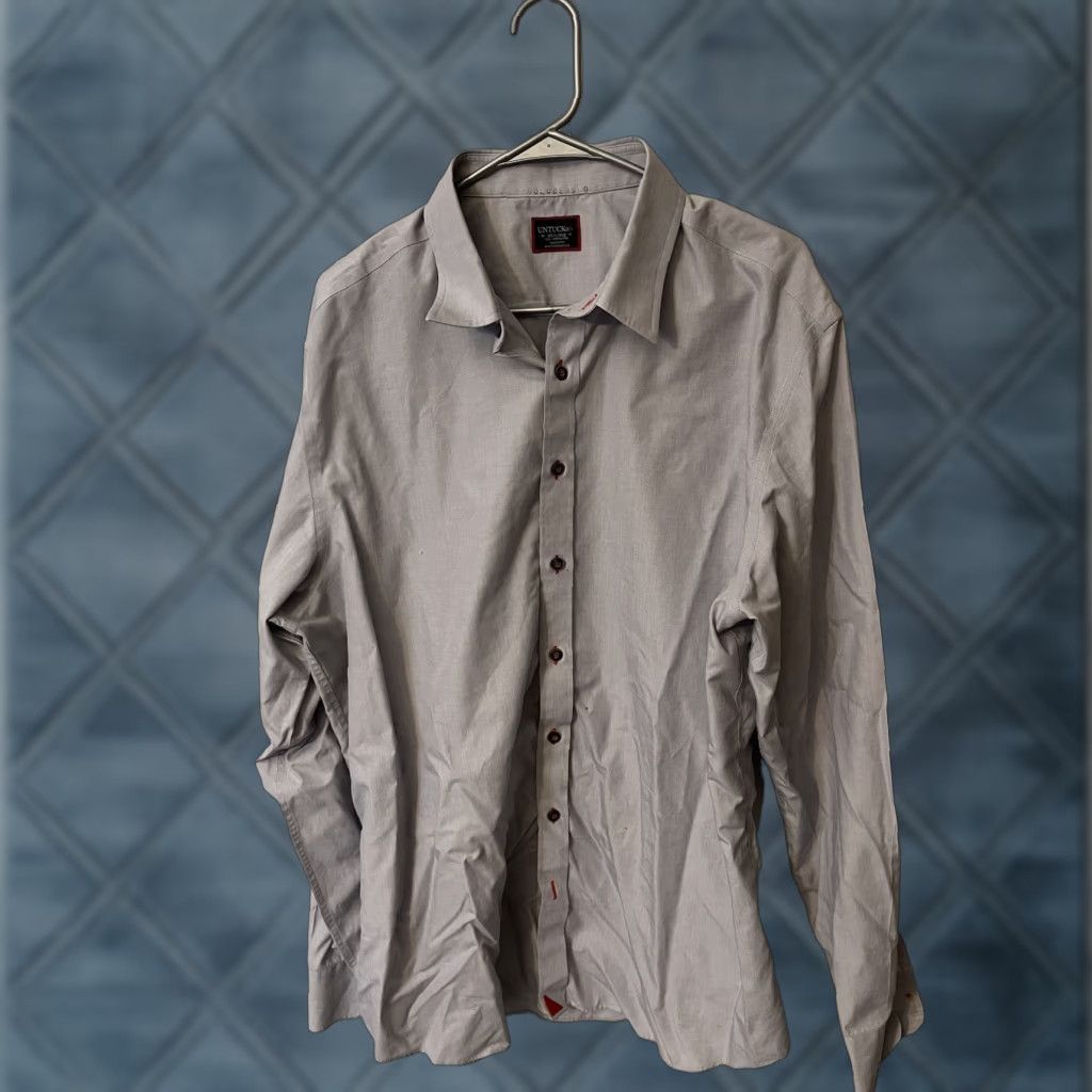 UNTUCKit UNTUCKit Shirt Mens XXL Relaxed Fit Gray 100% Cotton Wrinkle Free Button-Up Long Sleeve Size US XXL / EU 58 / 5 - 1 Thumbnail