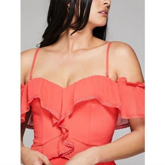 Designer Marciano Juliet Off-Shoulder Bustier Top XS NWT Hibiscus Red Size XS / US 0-2 / IT 36-38 - 4 Thumbnail