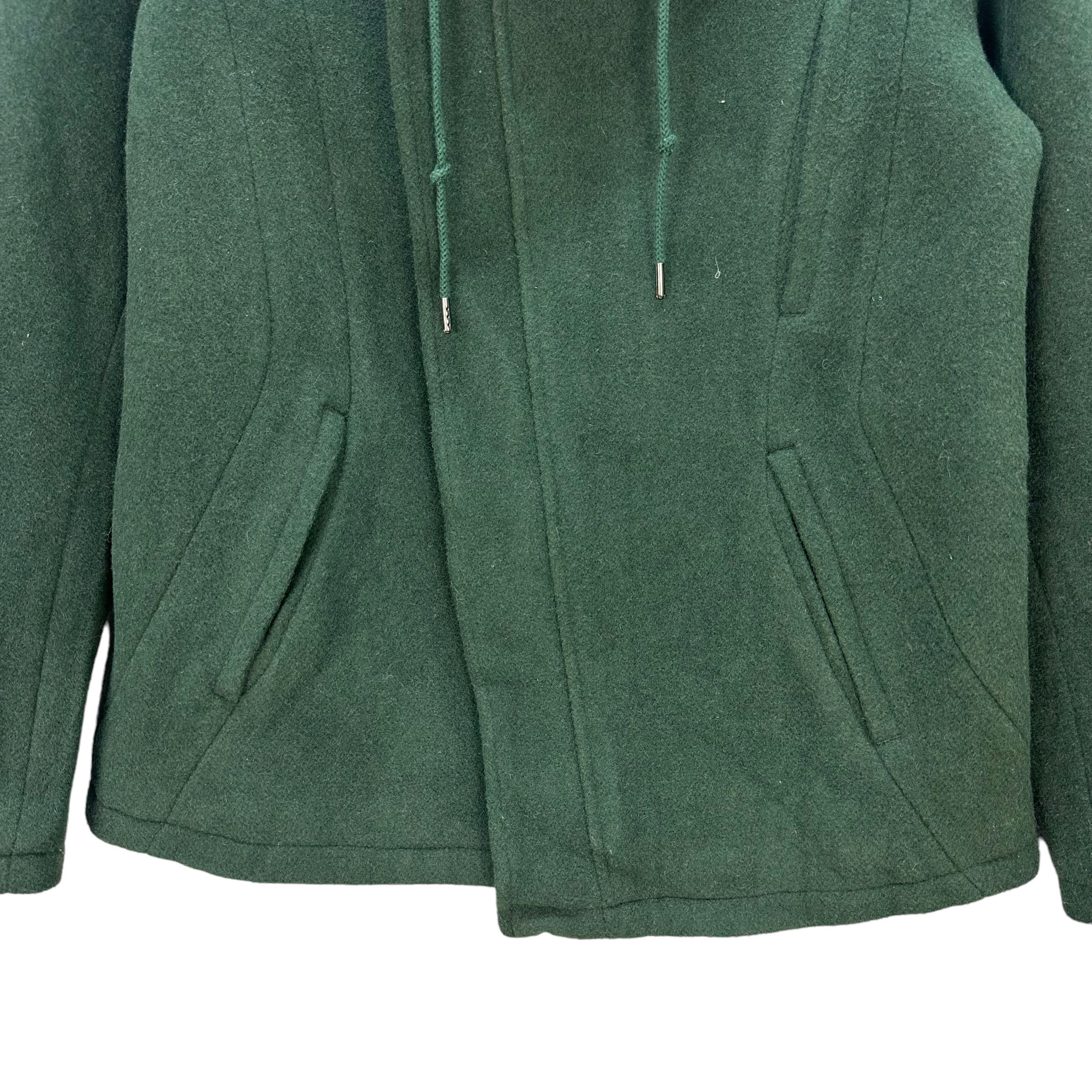 Tornado Mart TORNADO MART GREEN WOOL HOODED ASYMMETRIC JACKET #8330-004 Size L / US 10 / IT 46 - 3 Thumbnail