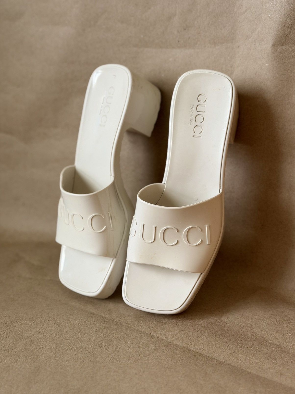 Gucci Gucci – Cream mule sandals with logo Size US 6 / IT 36 - 7 Thumbnail