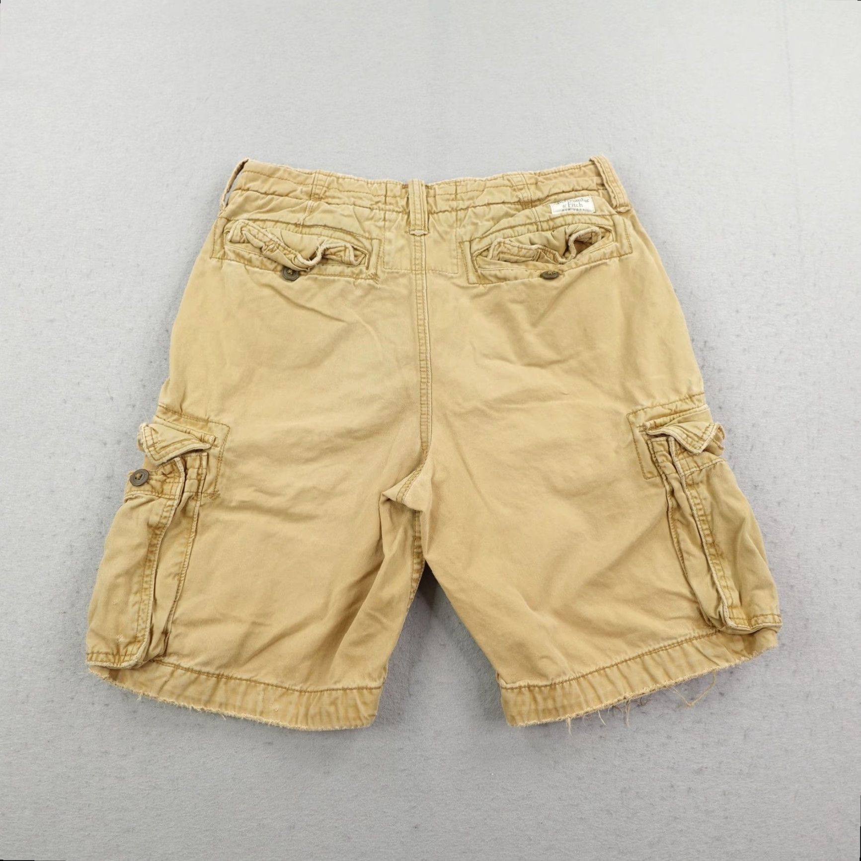 Abercrombie & Fitch VINTAGE Abercrombie & Fitch Cargo Shorts Mens 31 Beige Distressed Drawstring Y2K Size US 31 - 7 Thumbnail