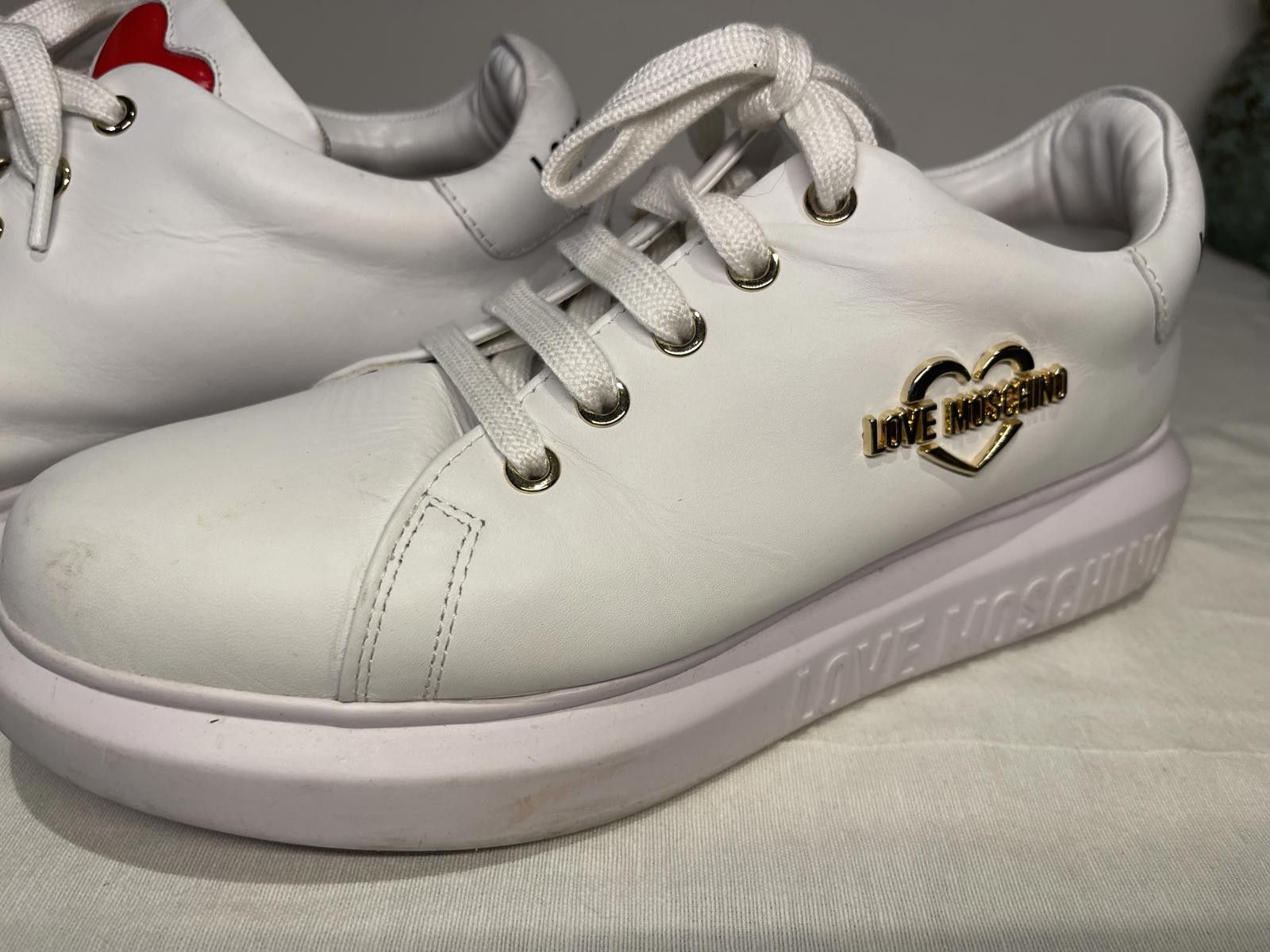Designer Love Moschino White Sneakers Size US 9 / IT 39 - 5 Thumbnail