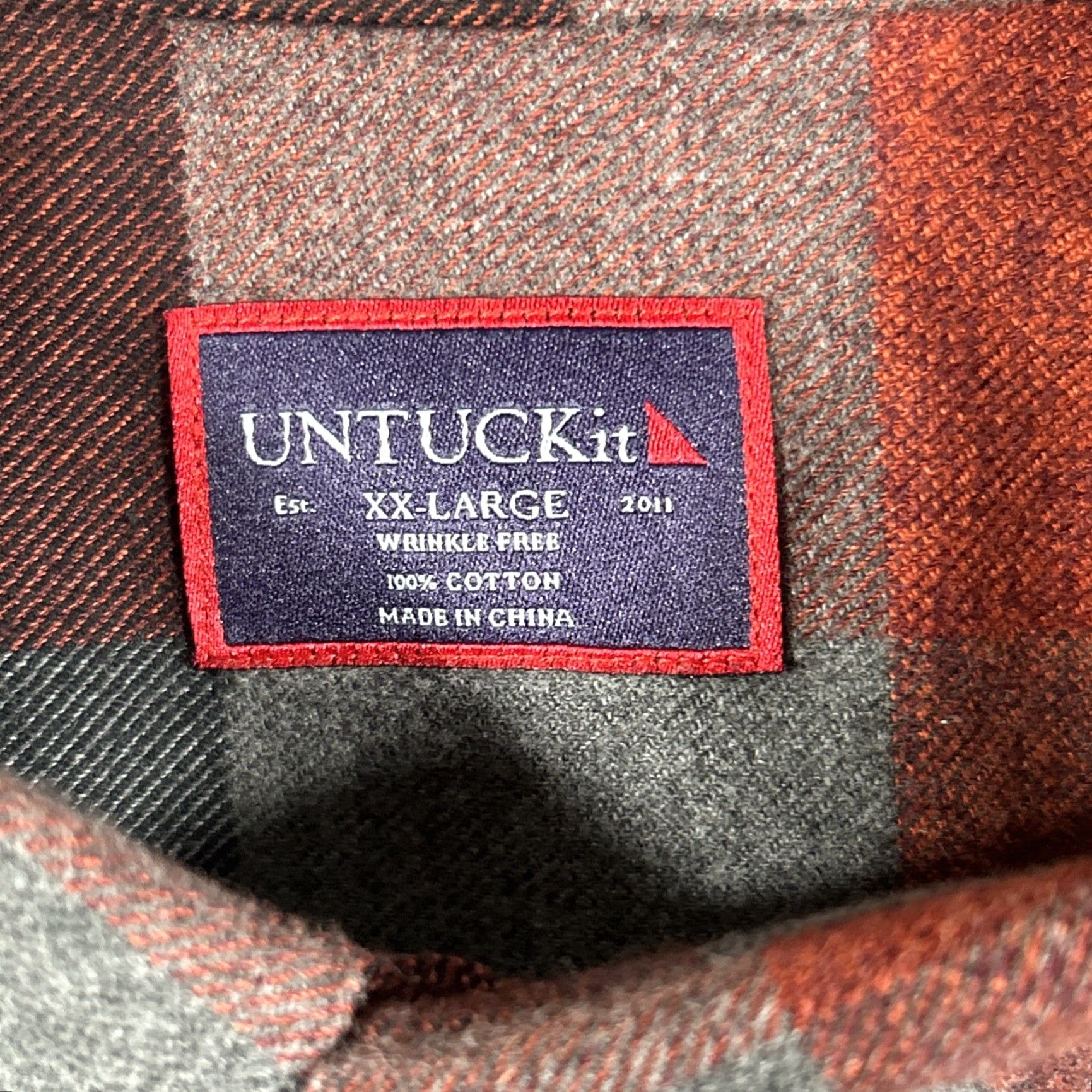 UNTUCKit UNTUCKit Shirt Mens 2XL Flannel Plaid Button-Down Giesen-WF Red Fall Cotton Size US XXL / EU 58 / 5 - 4 Thumbnail
