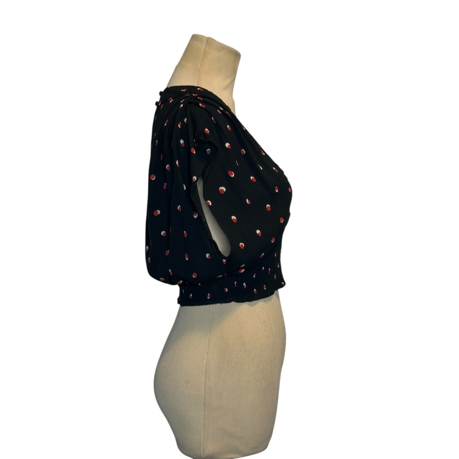 Free People Free People polka dot pleated V neck crop top blouse size XS Size XS / US 0-2 / IT 36-38 - 7 Thumbnail