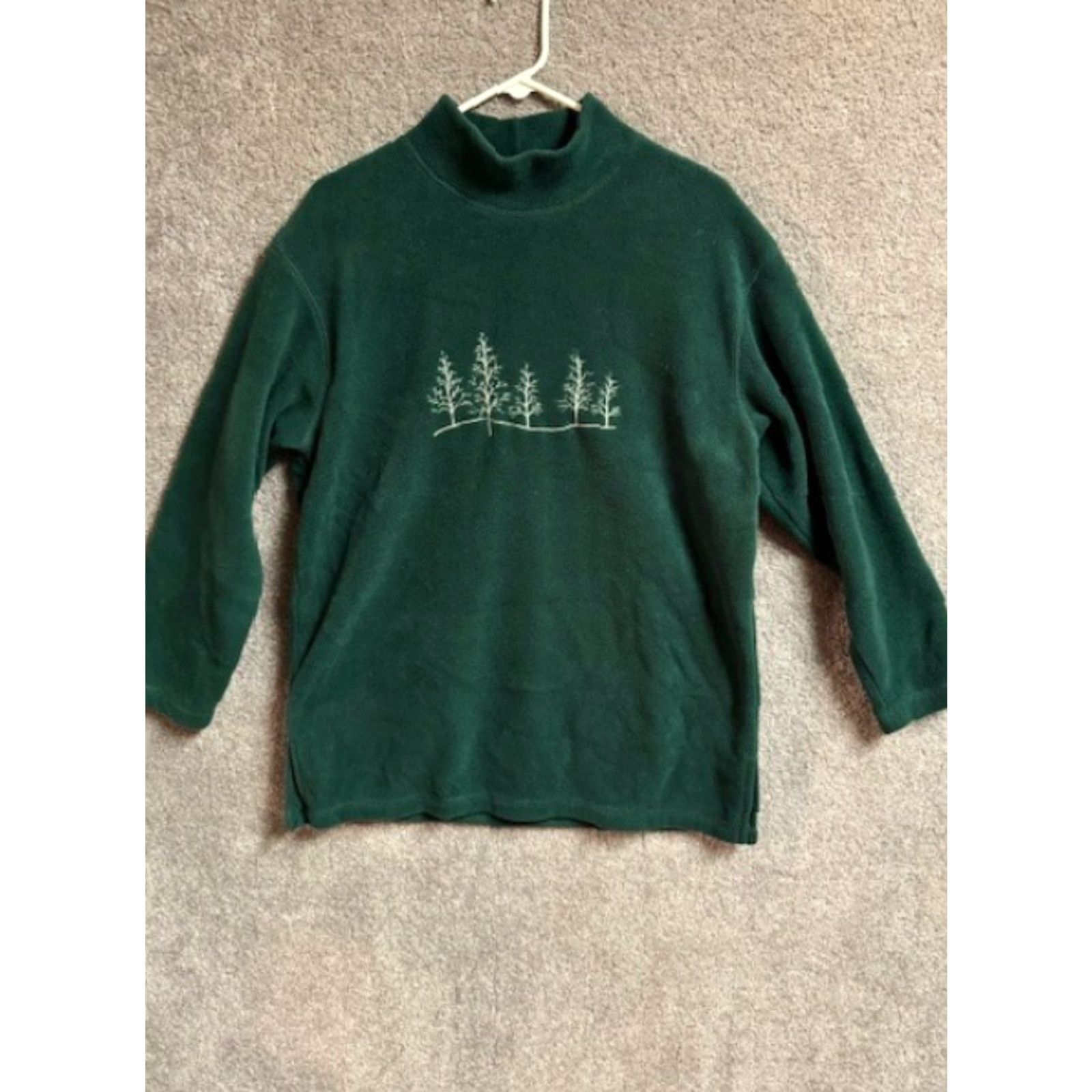 Vintage VINTAGE Marsh Landing Fleece Sweatshirt Womens Medium Embroidered Trees 70s Green Christmas Holiday Nature Outdoor Winter Pullover Sweater Size M / US 6-8 / IT 42-44 - 2 Thumbnail