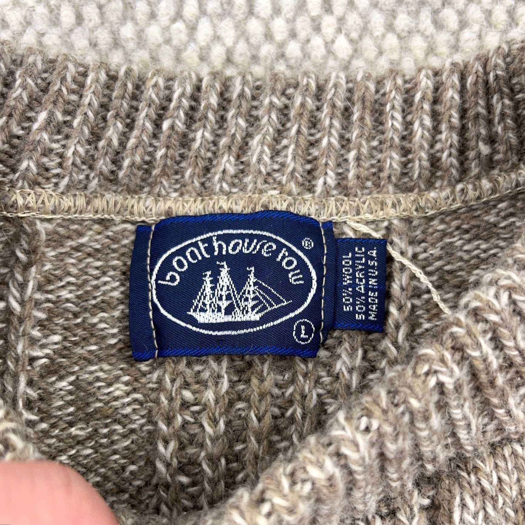 Vintage VINTAGE Boat House Row Sweater Men Large Beige Wool Knit 90s Casual Pullover Size US L / EU 52-54 / 3 - 3 Thumbnail