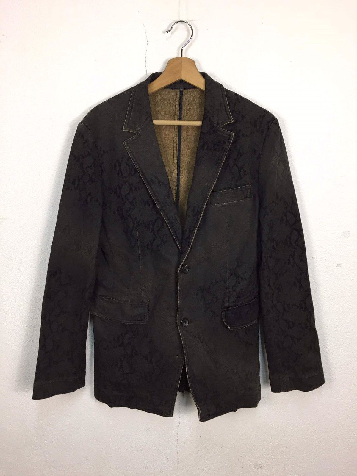 5351 POUR LES HOMMES Vintage 5351 Pourles Hommes Snake Skin Denim Jacket Size US S / EU 44-46 / 1 - 1 Thumbnail