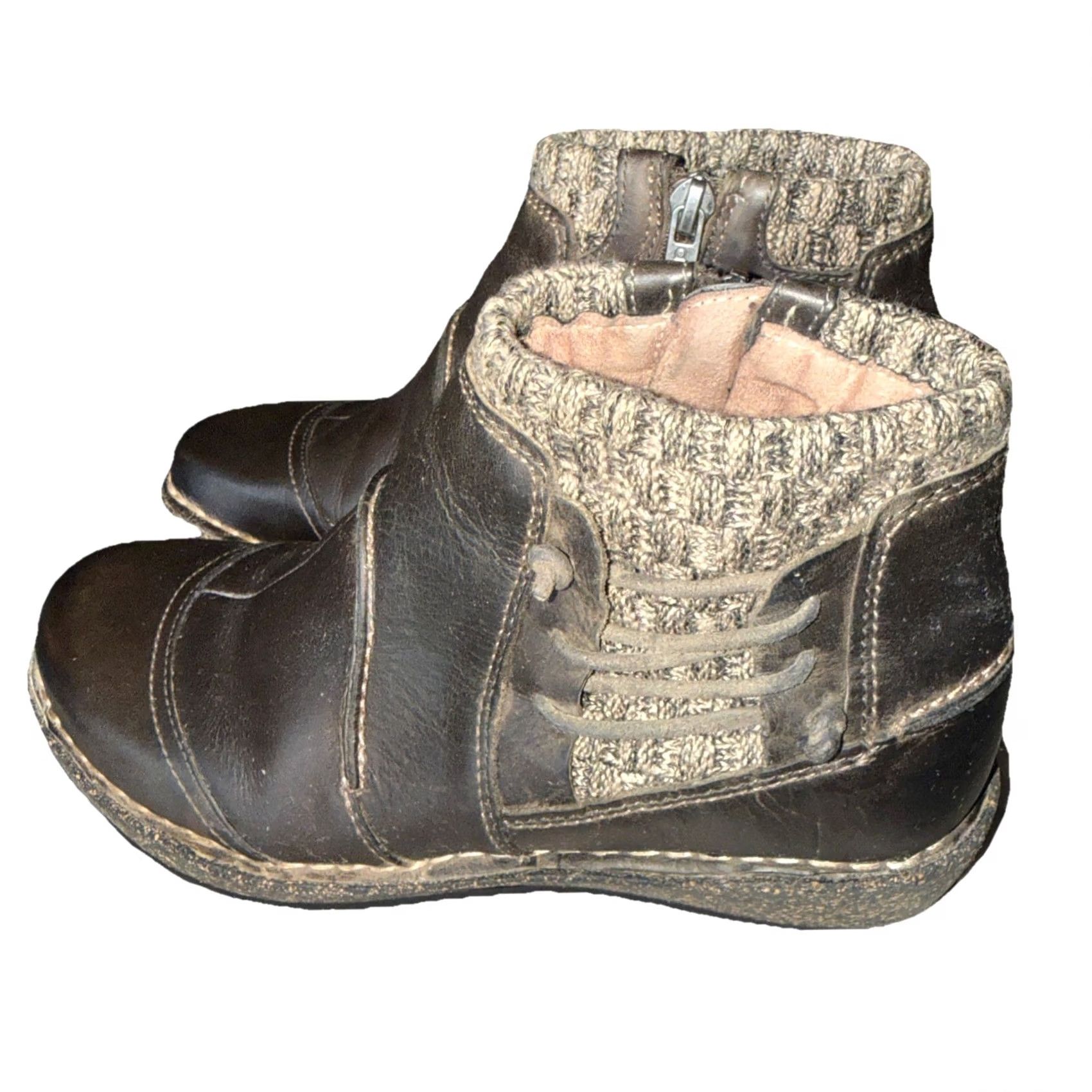 Aetrex Aetrex Tessa Boots Women’s US 7 EU 37 Brown Leather Ankle Zip Boho Wedge Heel Size US 7 / IT 37 - 3 Thumbnail